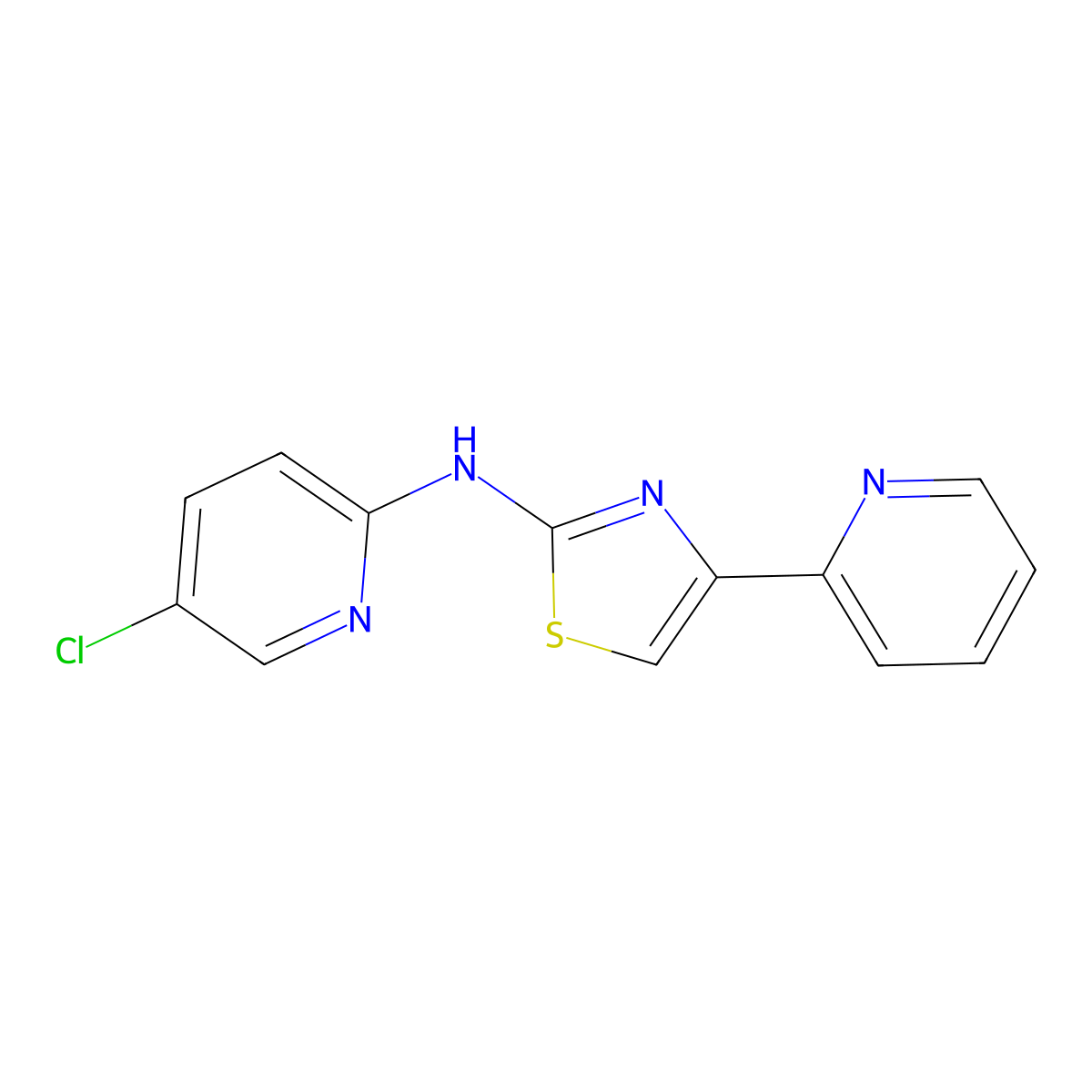 N-(5-chloropyridin-2-yl)-4-pyridin-2-yl-1,3-thiazol-2-amine molecular structure, CAS 696628-24-7