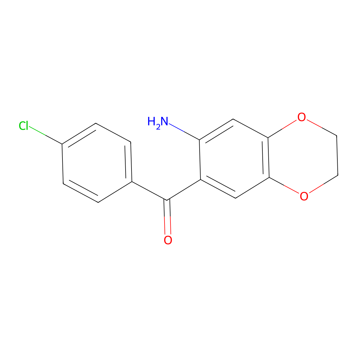 (7-Amino-2,3-dihydrobenzo[b][1,4]dioxin-6-yl)(4-chlorophenyl)methanone molecular structure, CAS 696628-26-9