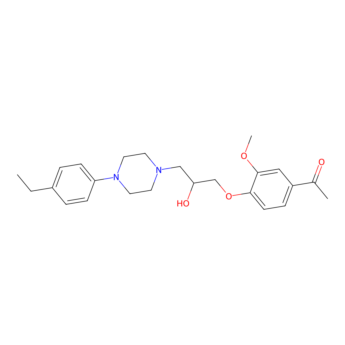 1-(4-(3-(4-(4-Ethylphenyl)piperazin-1-yl)-2-hydroxypropoxy)-3-methoxyphenyl)ethanone molecular structure, CAS 696628-29-2