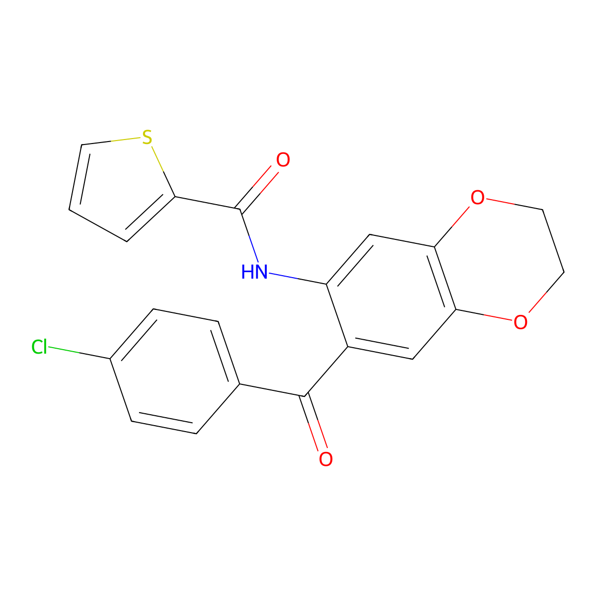 N-[7-(4-chlorobenzoyl)-2,3-dihydro-1,4-benzodioxin-6-yl]thiophene-2-carboxamide molecular structure, CAS 696628-32-7