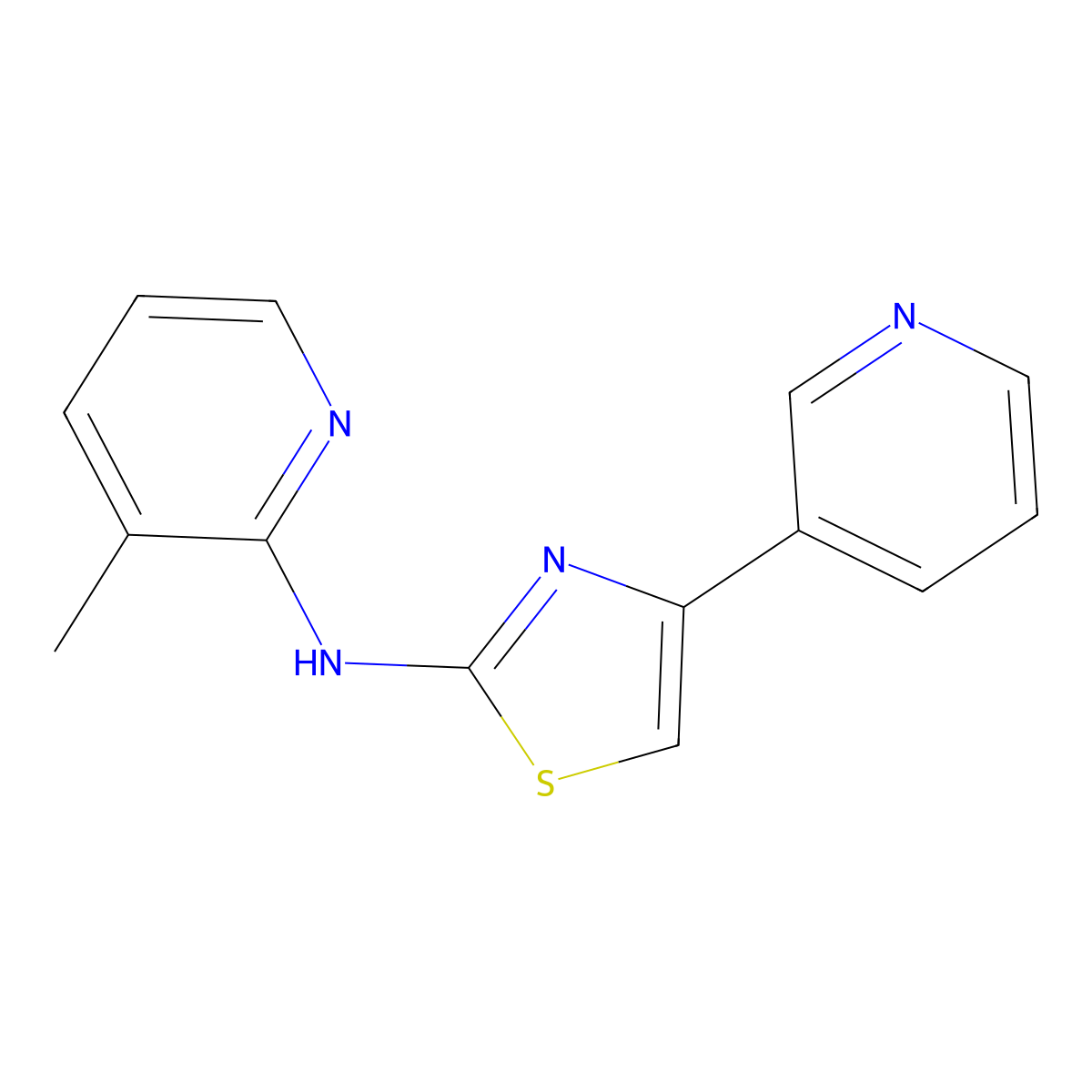 N-(3-methylpyridin-2-yl)-4-pyridin-3-yl-1,3-thiazol-2-amine molecular structure, CAS 696628-45-2