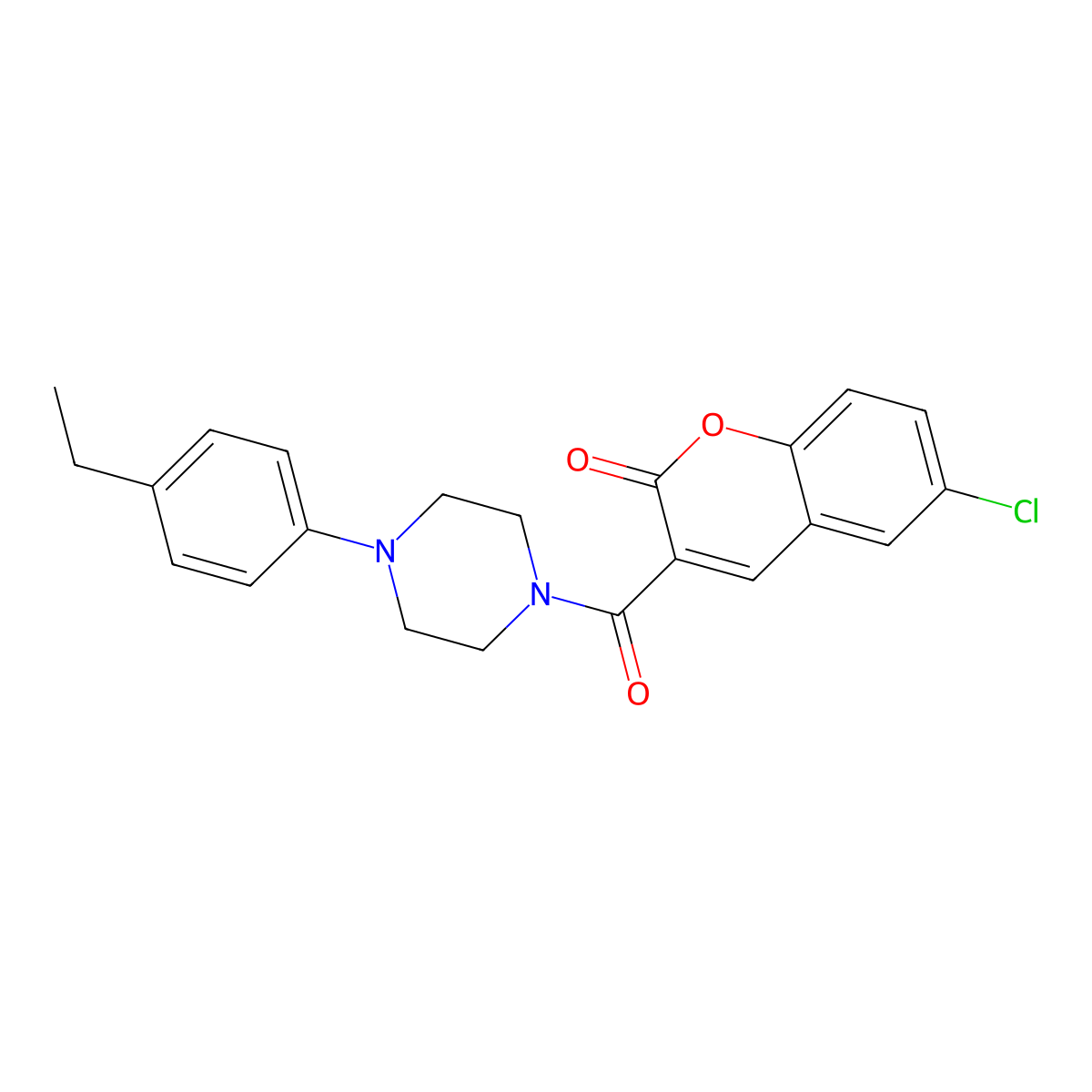6-chloro-3-{[4-(4-ethylphenyl)piperazino]carbonyl}-2H-chromen-2-one molecular structure, CAS 696628-50-9
