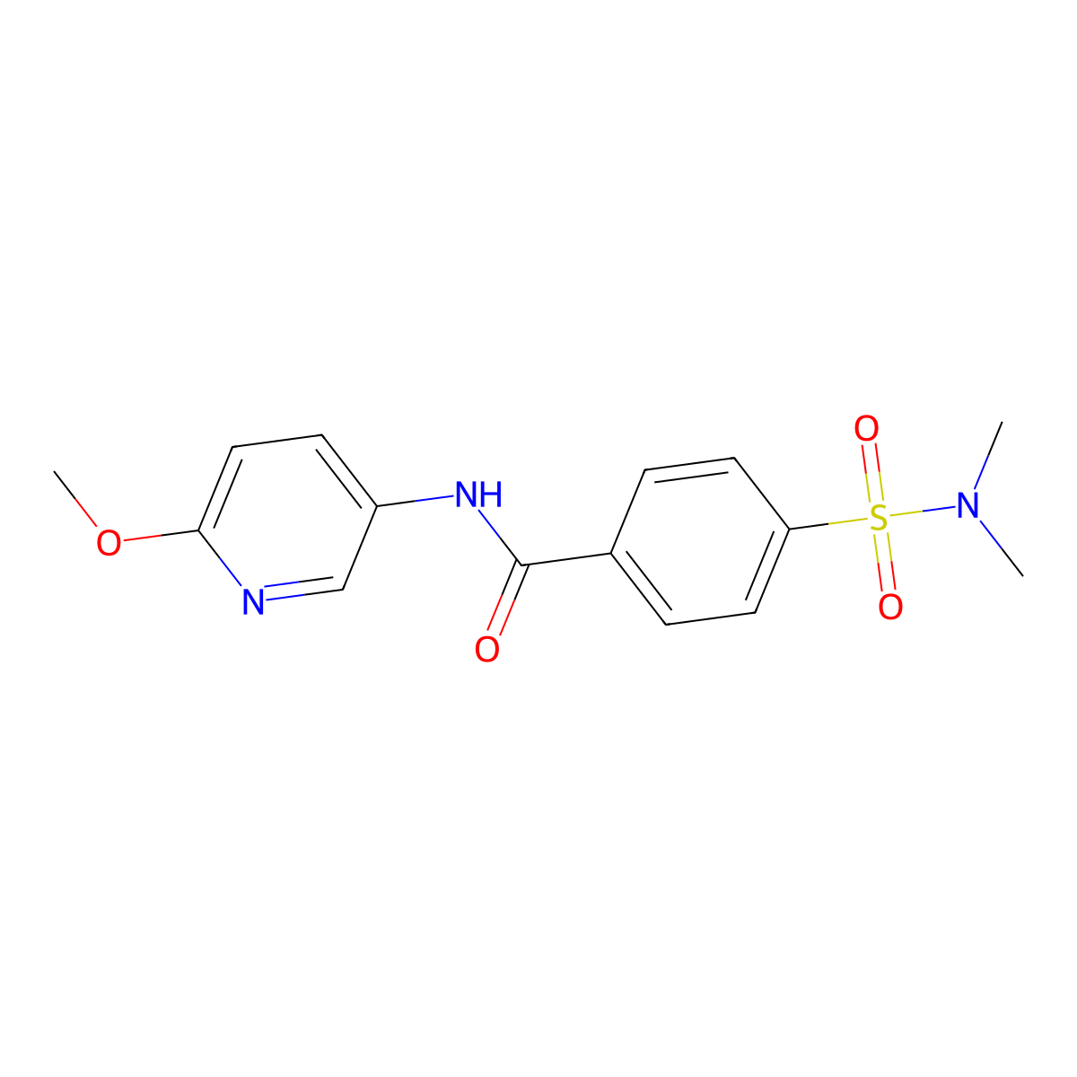 4-(dimethylsulfamoyl)-N-(6-methoxypyridin-3-yl)benzamide molecular structure, CAS 696628-66-7