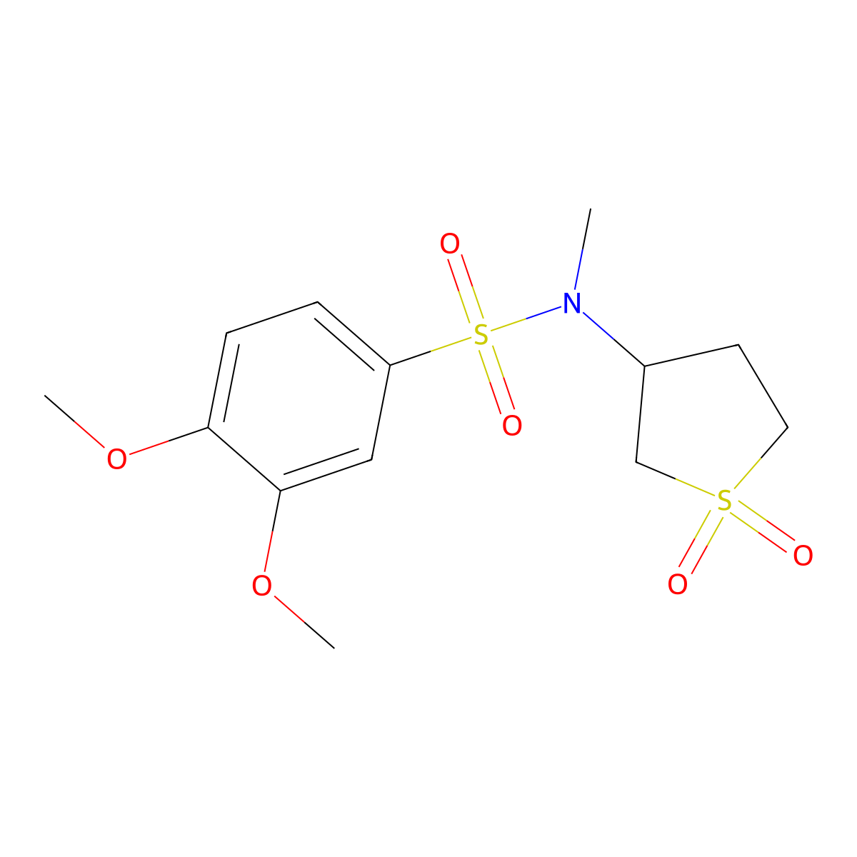 N-(1,1-dioxidotetrahydrothiophen-3-yl)-3,4-dimethoxy-N-methylbenzenesulfonamide molecular structure, CAS 696628-75-8