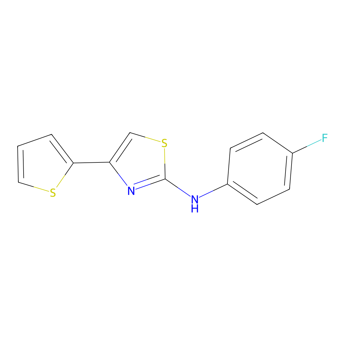 N-(4-fluorophenyl)-4-(thiophen-2-yl)-1,3-thiazol-2-amine molecular structure, CAS 696628-84-9