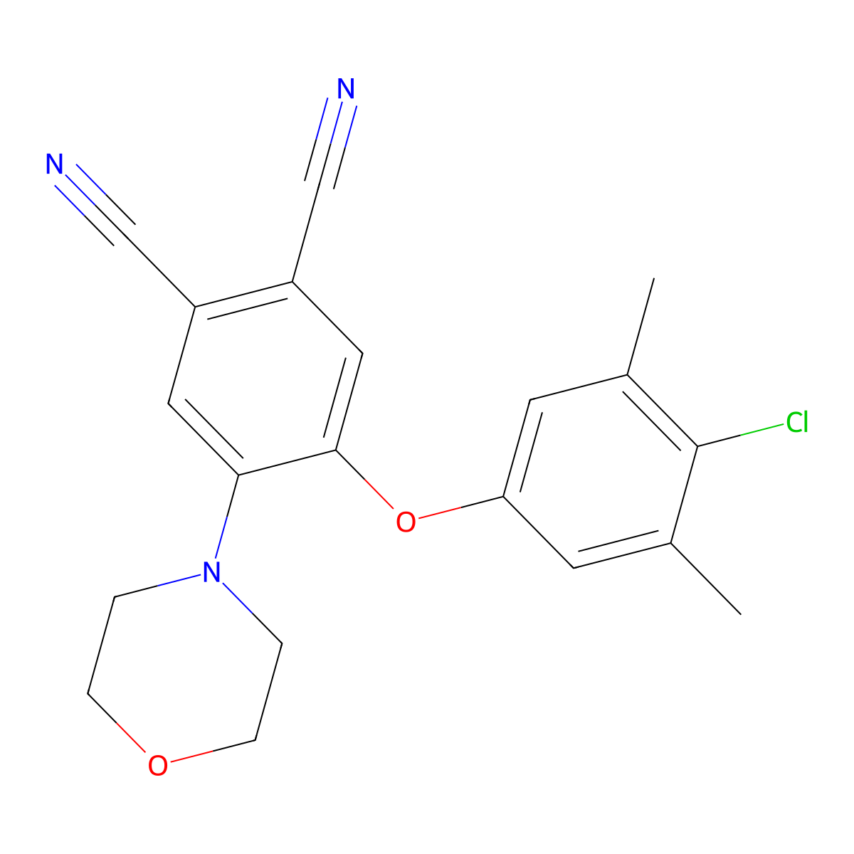 4-(4-Chloro-3,5-dimethylphenoxy)-5-morpholin-4-ylbenzene-1,2-dicarbonitrile molecular structure, CAS 696628-92-9