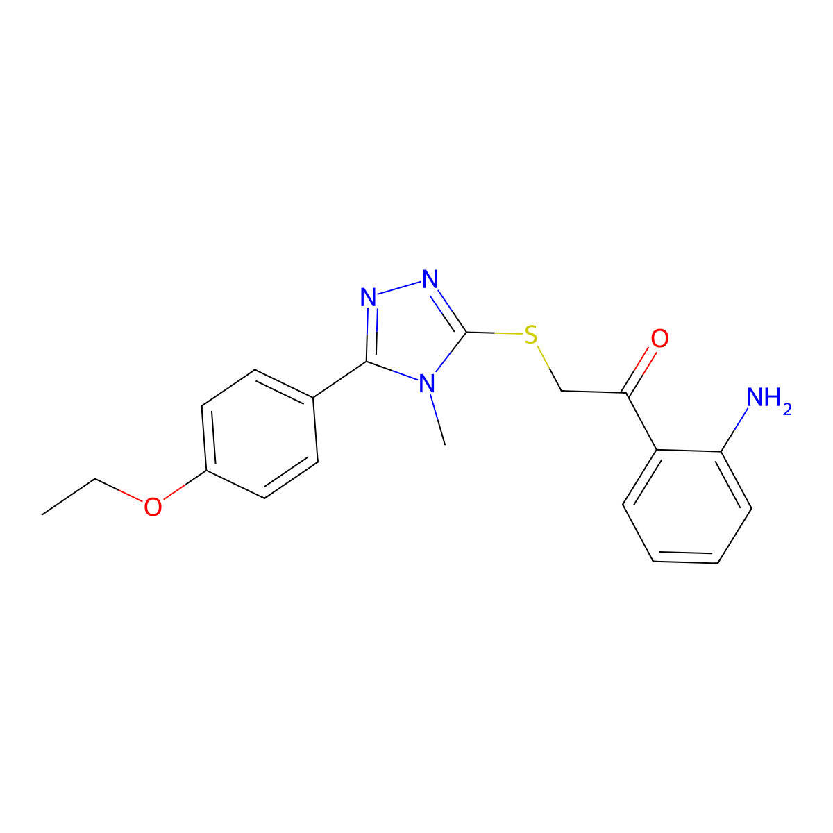 1-(2-Aminophenyl)-2-[[5-(4-ethoxyphenyl)-4-methyl-1,2,4-triazol-3-yl]sulfanyl]ethanone molecular structure, CAS 696629-41-1