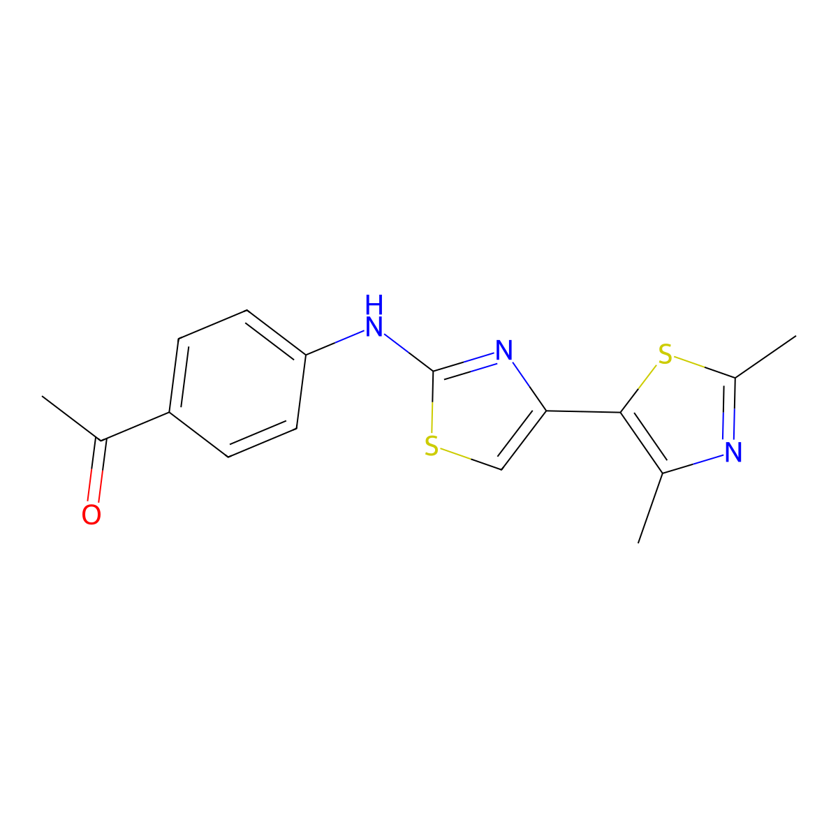 1-[4-[[4-(2,4-Dimethyl-1,3-thiazol-5-yl)-1,3-thiazol-2-yl]amino]phenyl]ethanone molecular structure, CAS 696629-42-2