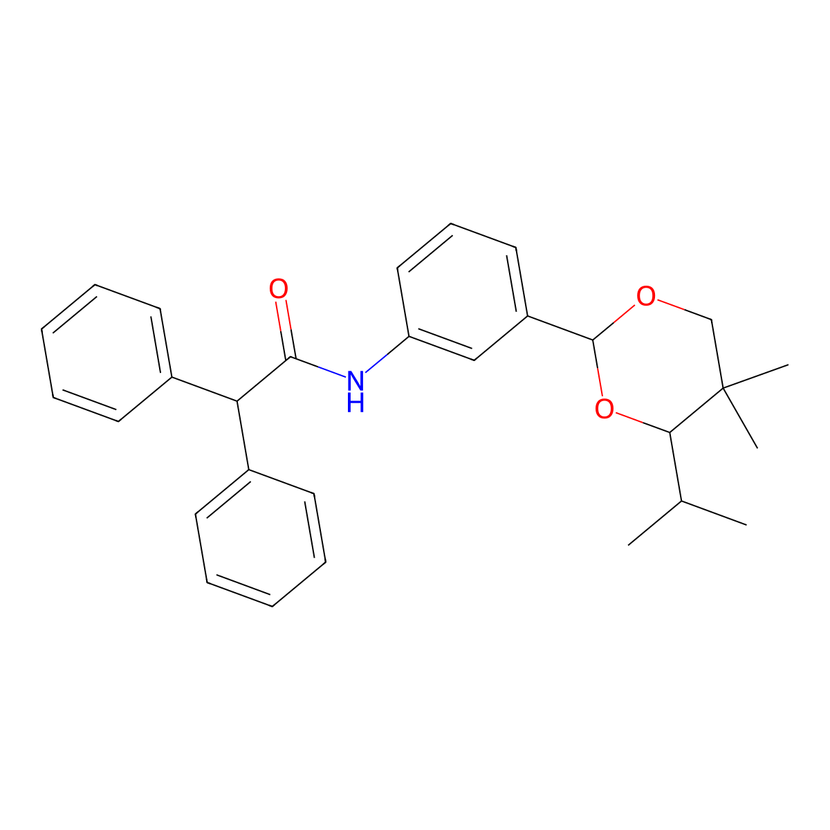 N-[3-(5,5-dimethyl-4-propan-2-yl-1,3-dioxan-2-yl)phenyl]-2,2-diphenylacetamide molecular structure, CAS 696629-55-7