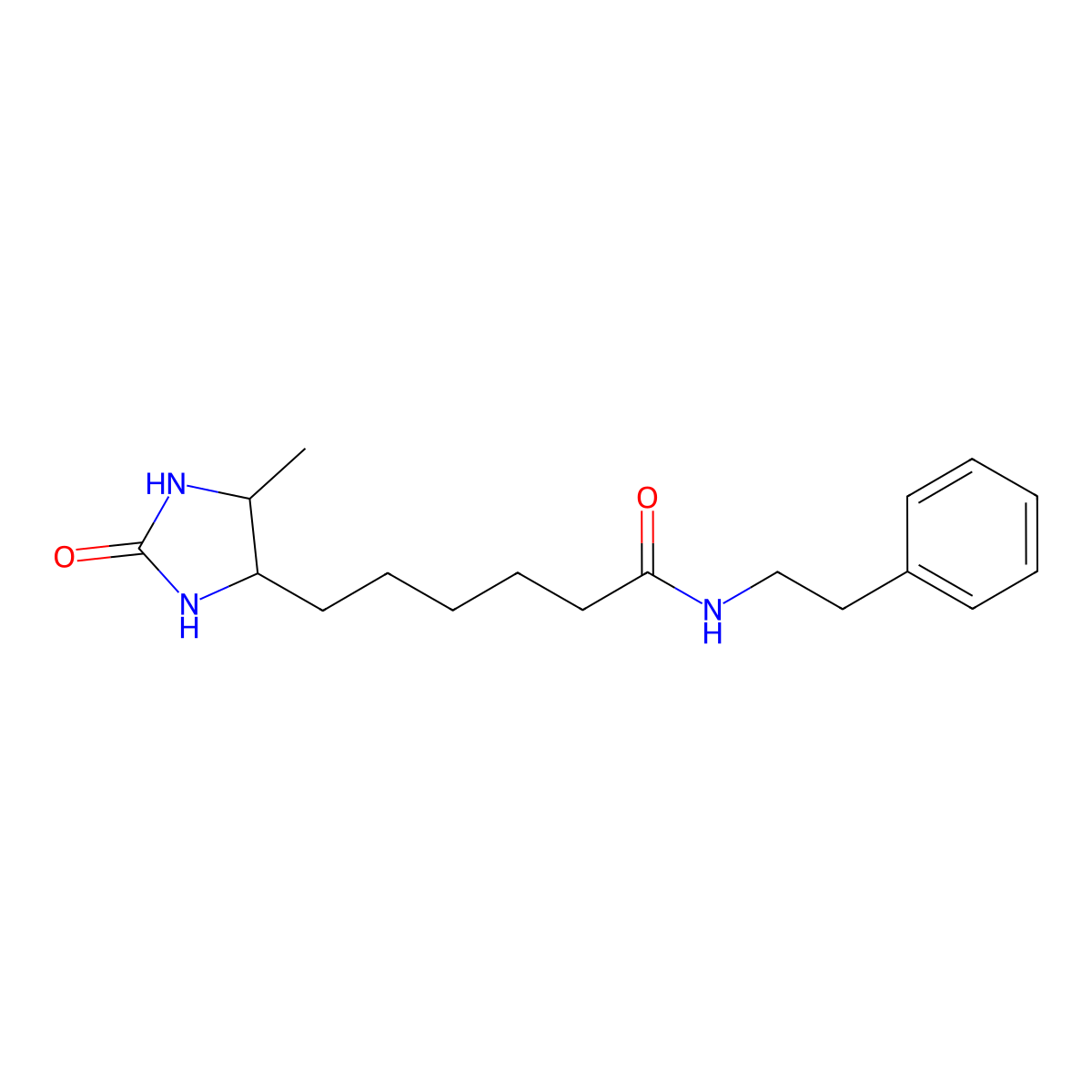 6-(5-methyl-2-oxoimidazolidin-4-yl)-N-(2-phenylethyl)hexanamide molecular structure, CAS 696629-85-3