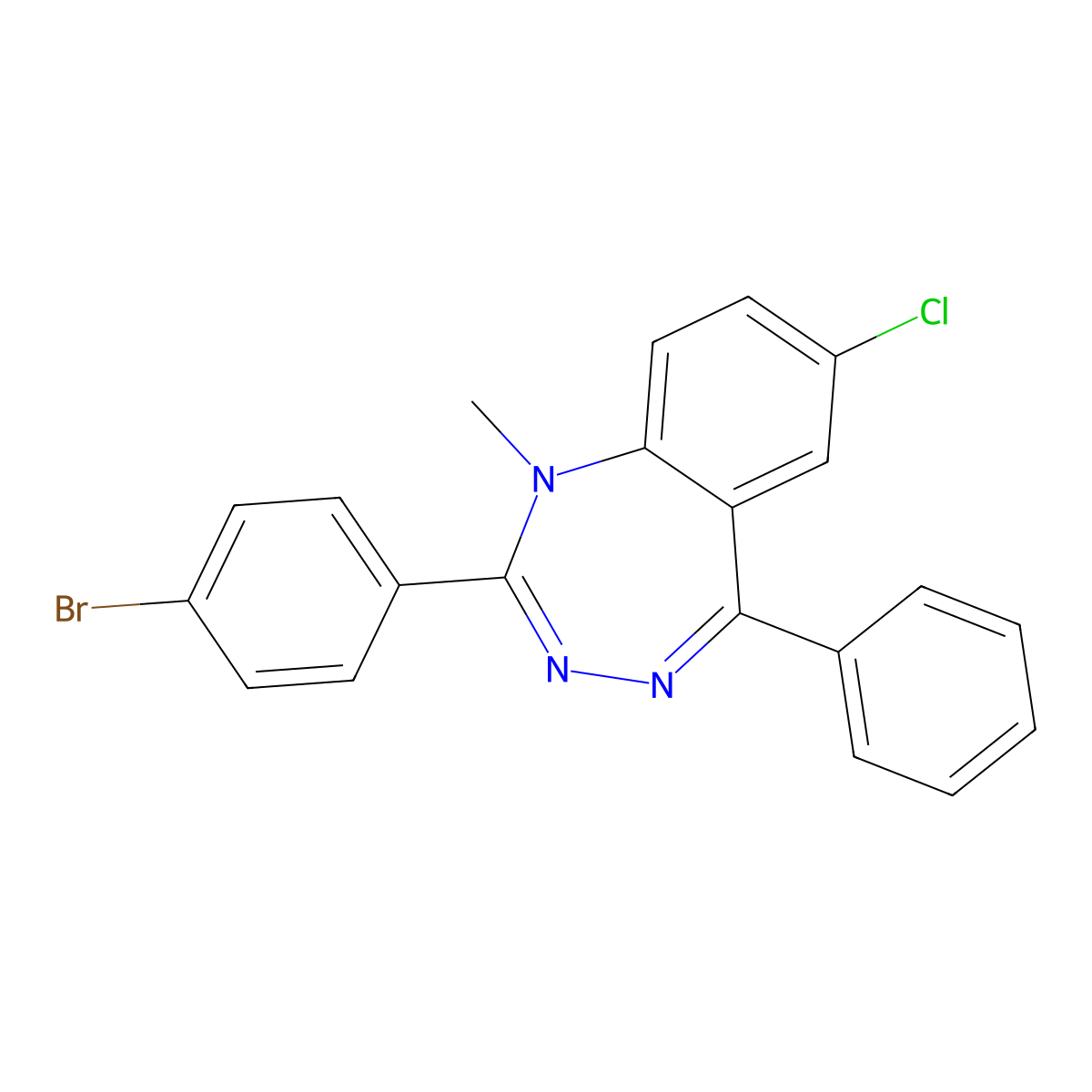 2-(4-bromophenyl)-7-chloro-1-methyl-5-phenyl-1H-1,3,4-benzotriazepine molecular structure, CAS 696630-18-9