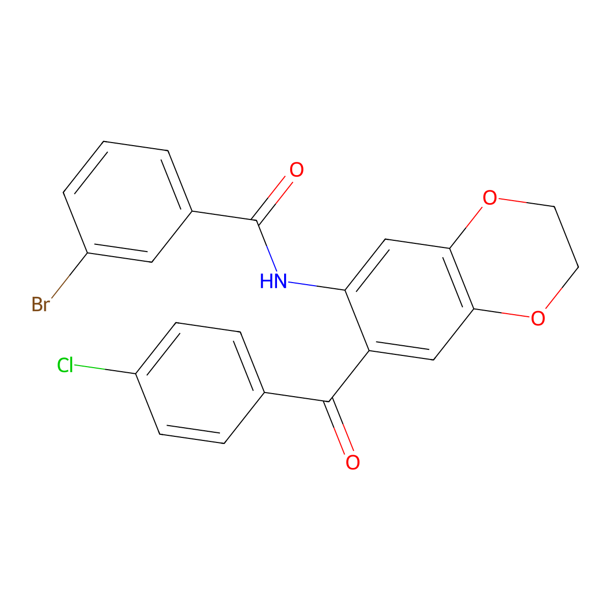 3-bromo-N-[7-(4-chlorobenzoyl)-2,3-dihydro-1,4-benzodioxin-6-yl]benzamide molecular structure, CAS 696631-10-4