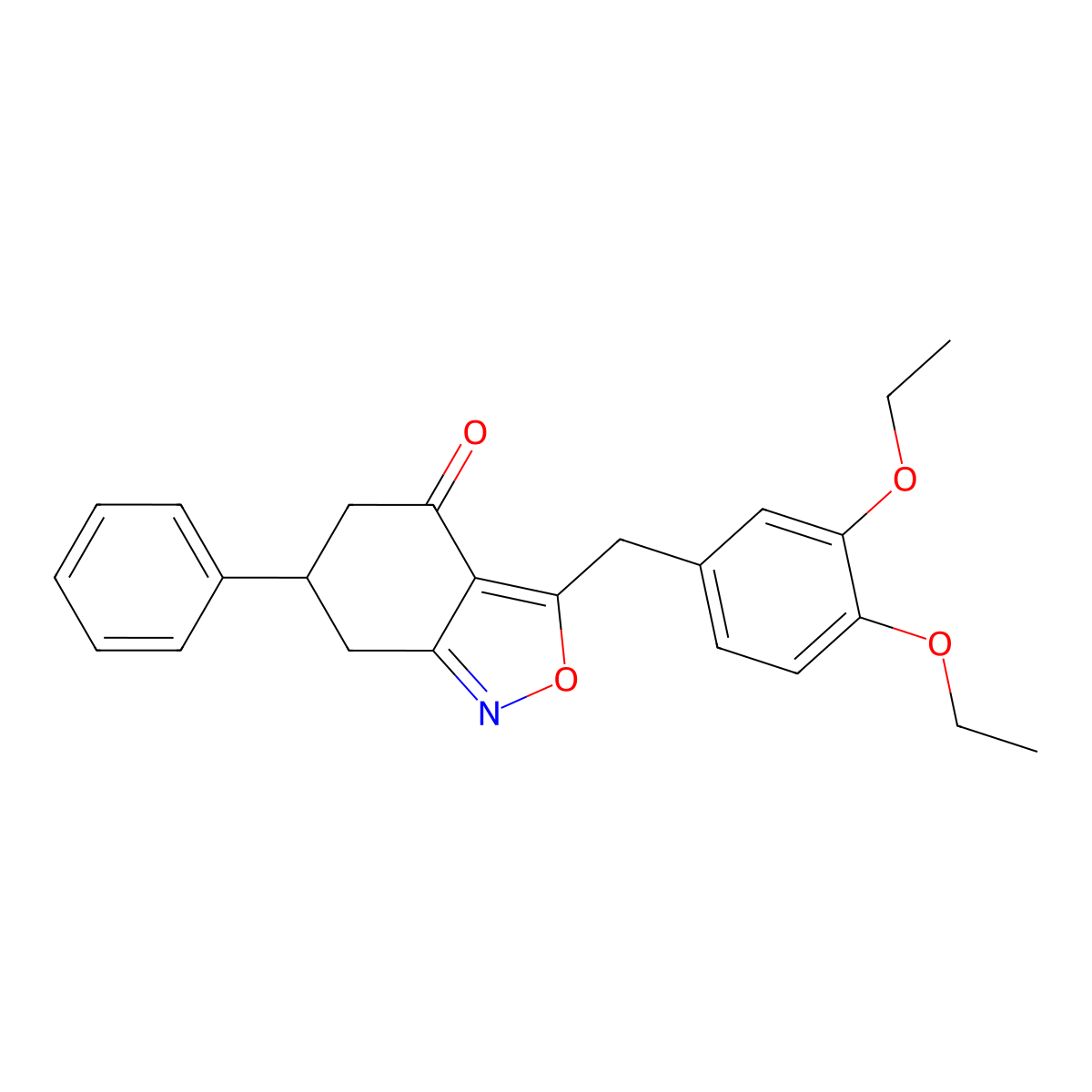 3-(3,4-diethoxybenzyl)-6-phenyl-6,7-dihydro-2,1-benzoxazol-4(5H)-one molecular structure, CAS 696631-26-2