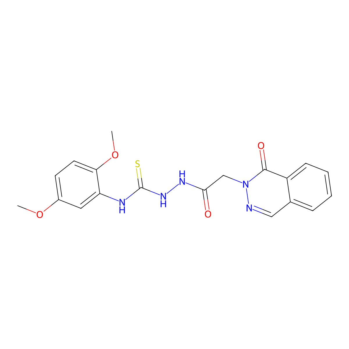 1-(2,5-Dimethoxyphenyl)-3-[[2-(1-oxophthalazin-2-yl)acetyl]amino]thiourea molecular structure, CAS 696631-57-9