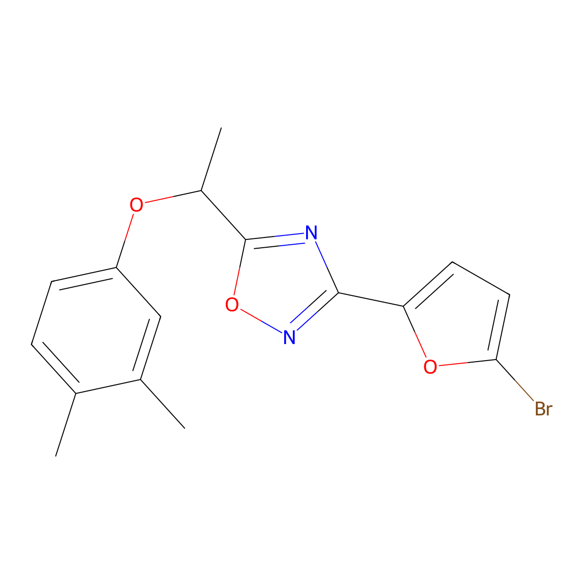 3-(5-Bromofuran-2-yl)-5-[1-(3,4-dimethylphenoxy)ethyl]-1,2,4-oxadiazole molecular structure, CAS 696631-61-5