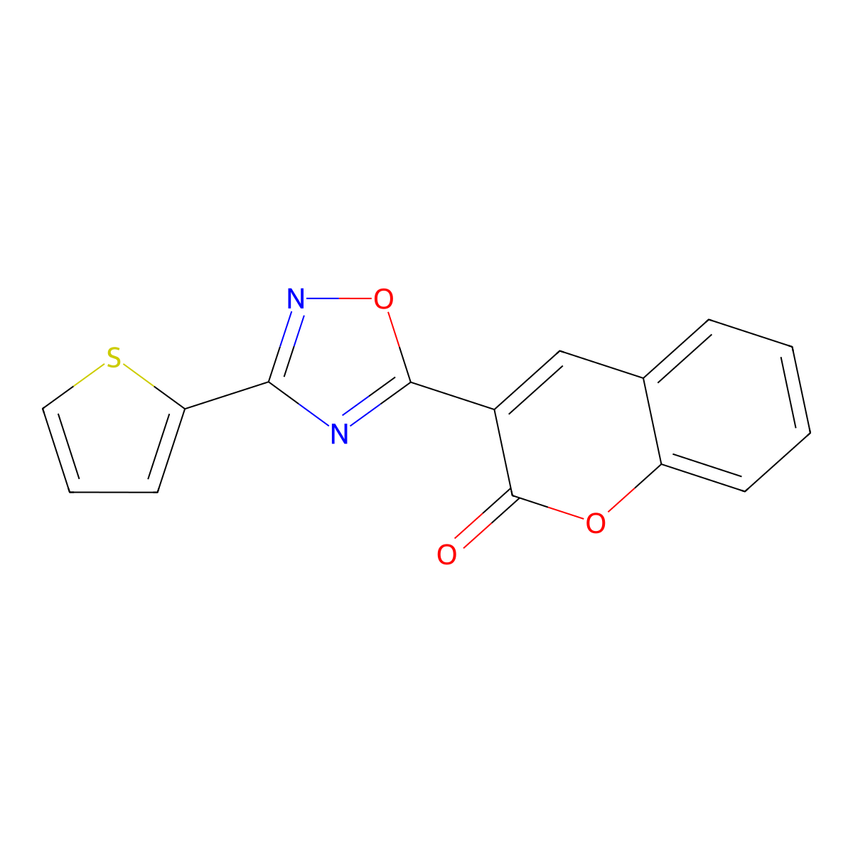 3-(3-Thiophen-2-yl-1,2,4-oxadiazol-5-yl)chromen-2-one molecular structure, CAS 696631-75-1