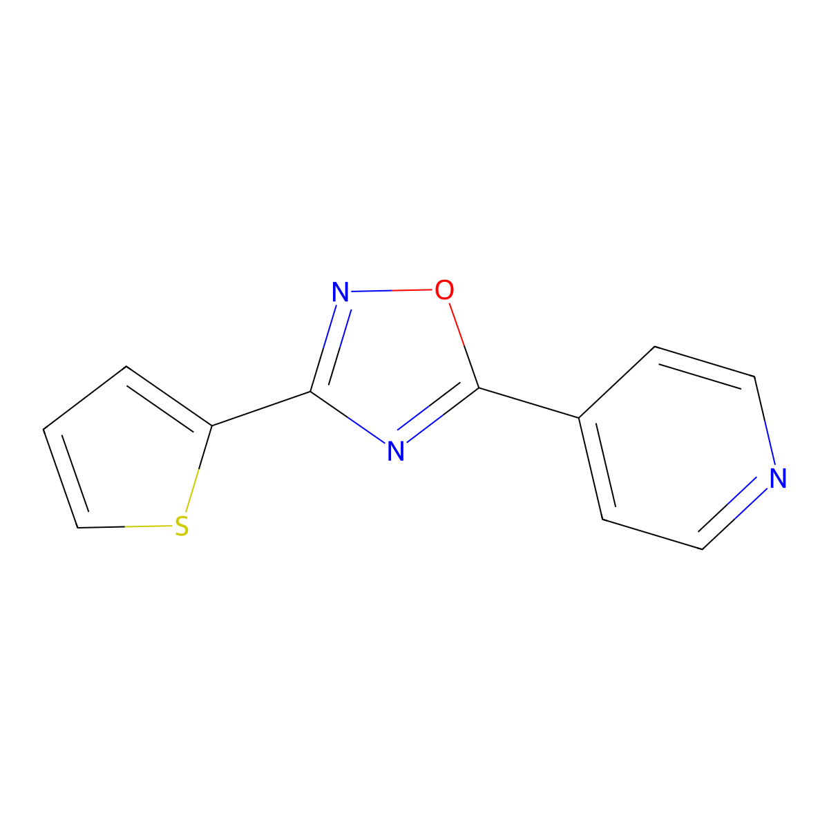 4-[3-(Thiophen-2-yl)-1,2,4-oxadiazol-5-yl]pyridine molecular structure, CAS 696632-31-2