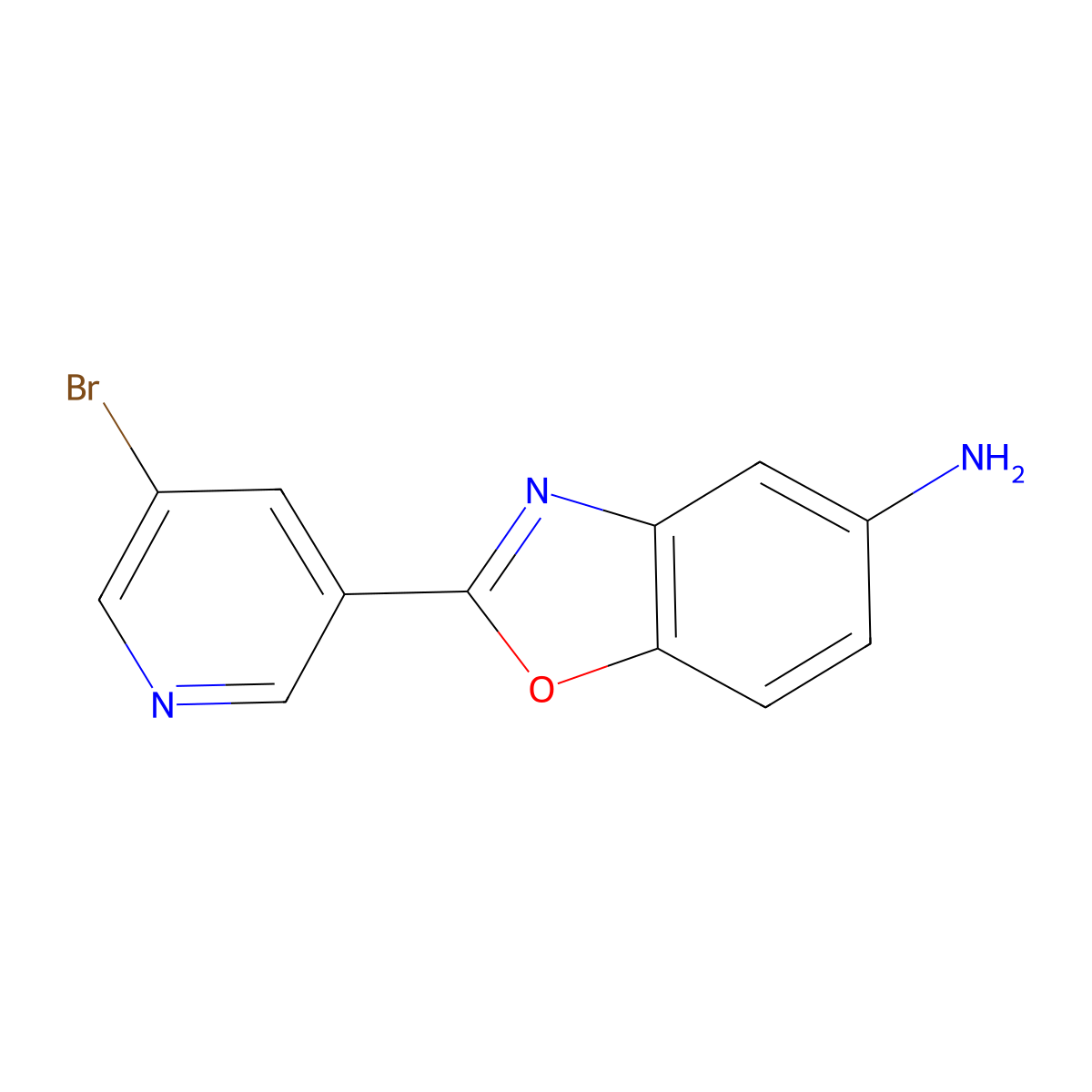 2-(5-Bromopyridin-3-yl)-1,3-benzoxazol-5-amine molecular structure, CAS 696632-95-8