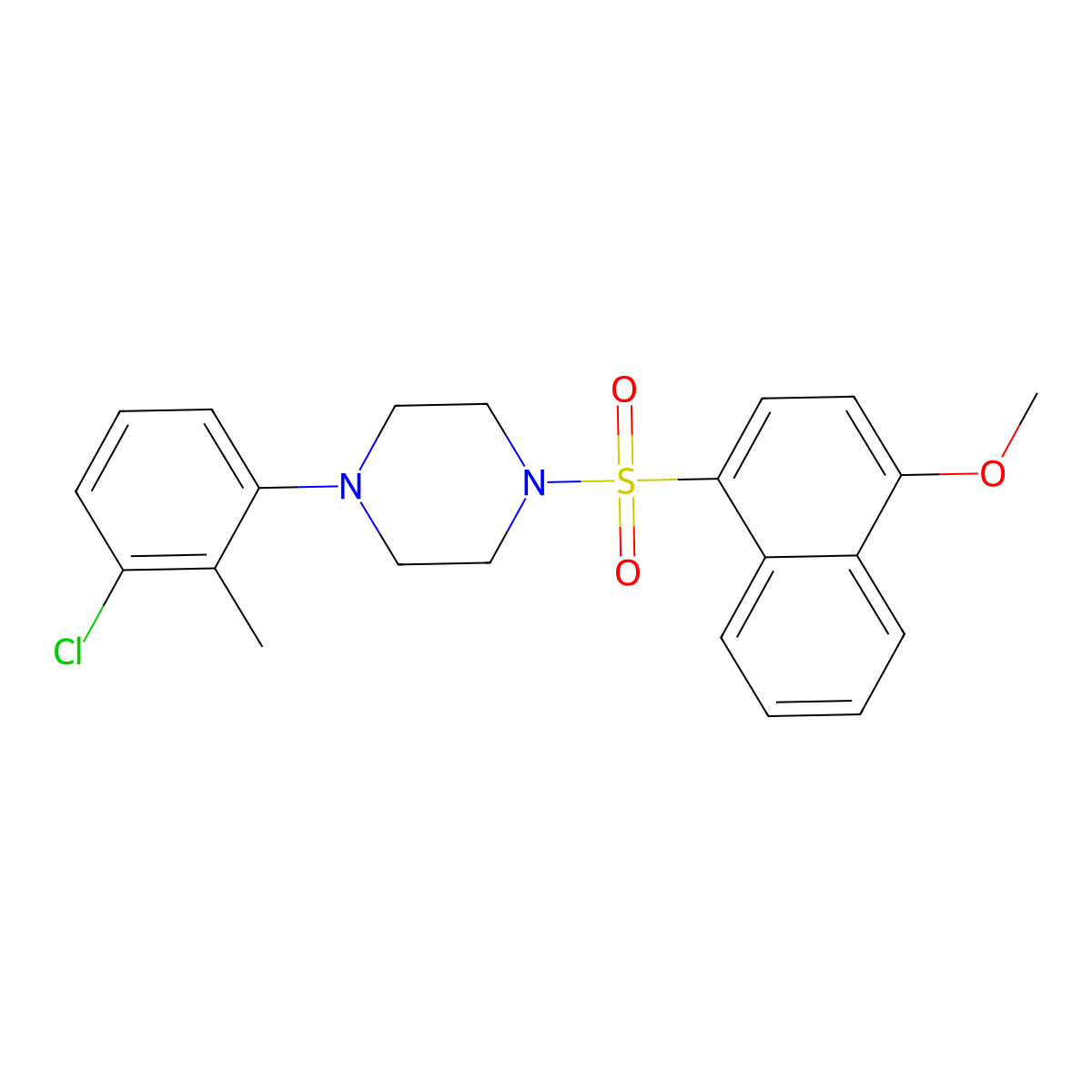 1-(3-Chloro-2-methylphenyl)-4-[(4-methoxynaphthalen-1-yl)sulfonyl]piperazine molecular structure, CAS 696633-39-3