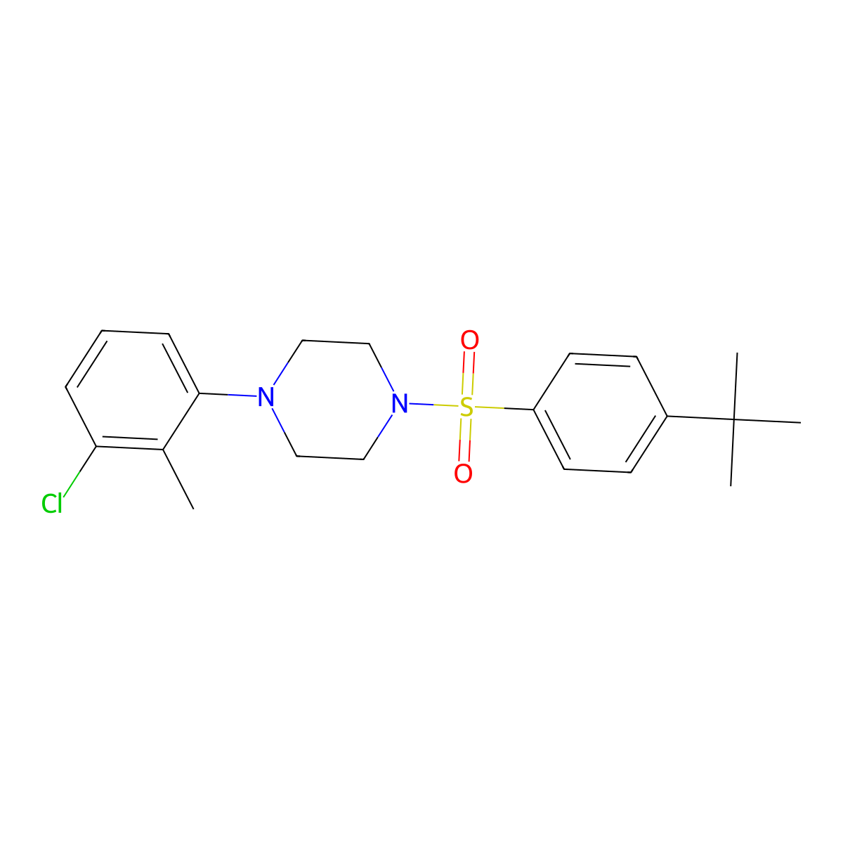 1-(4-Tert-butylbenzenesulfonyl)-4-(3-chloro-2-methylphenyl)piperazine molecular structure, CAS 696633-45-1
