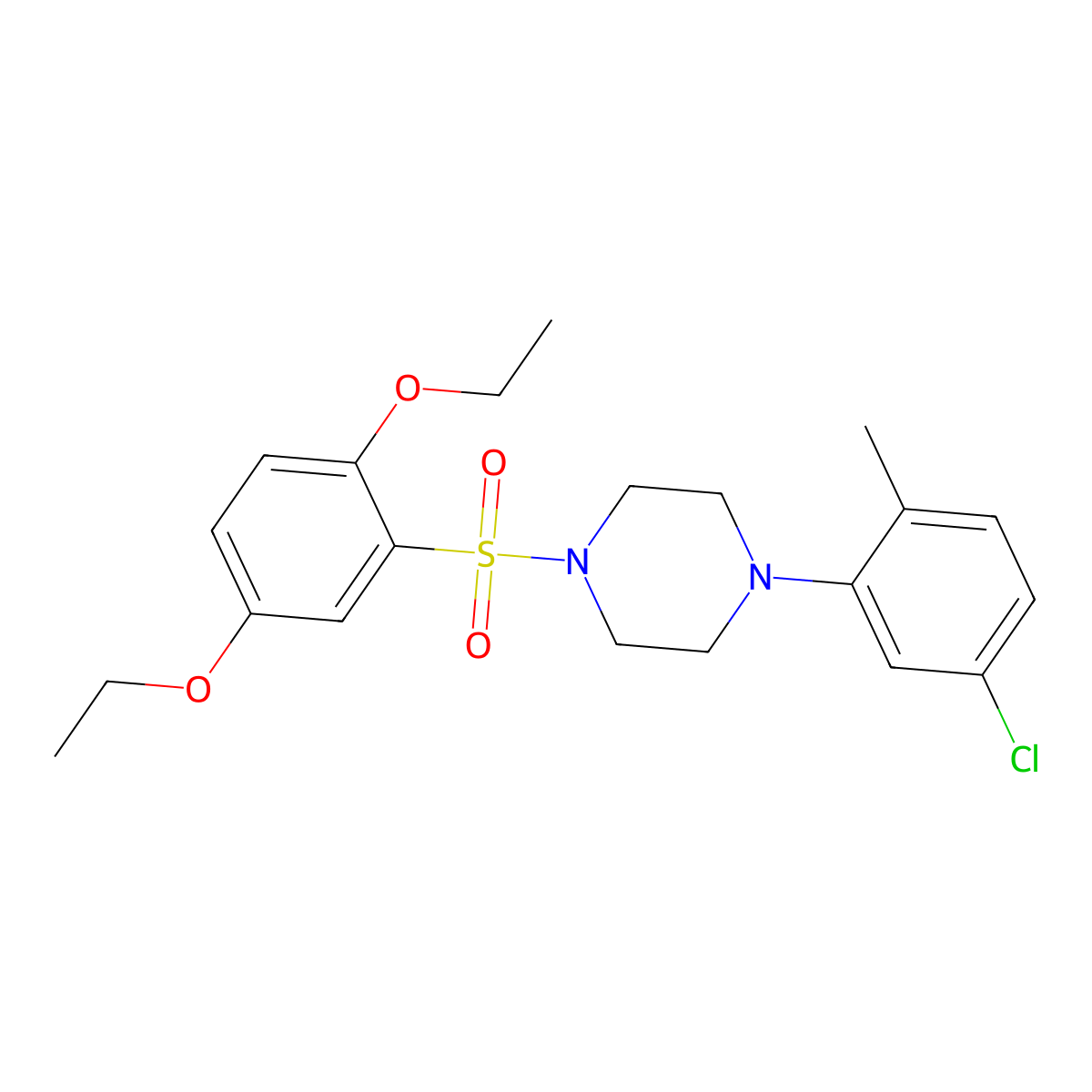 1-(5-Chloro-2-methylphenyl)-4-(2,5-diethoxybenzenesulfonyl)piperazine molecular structure, CAS 696633-82-6