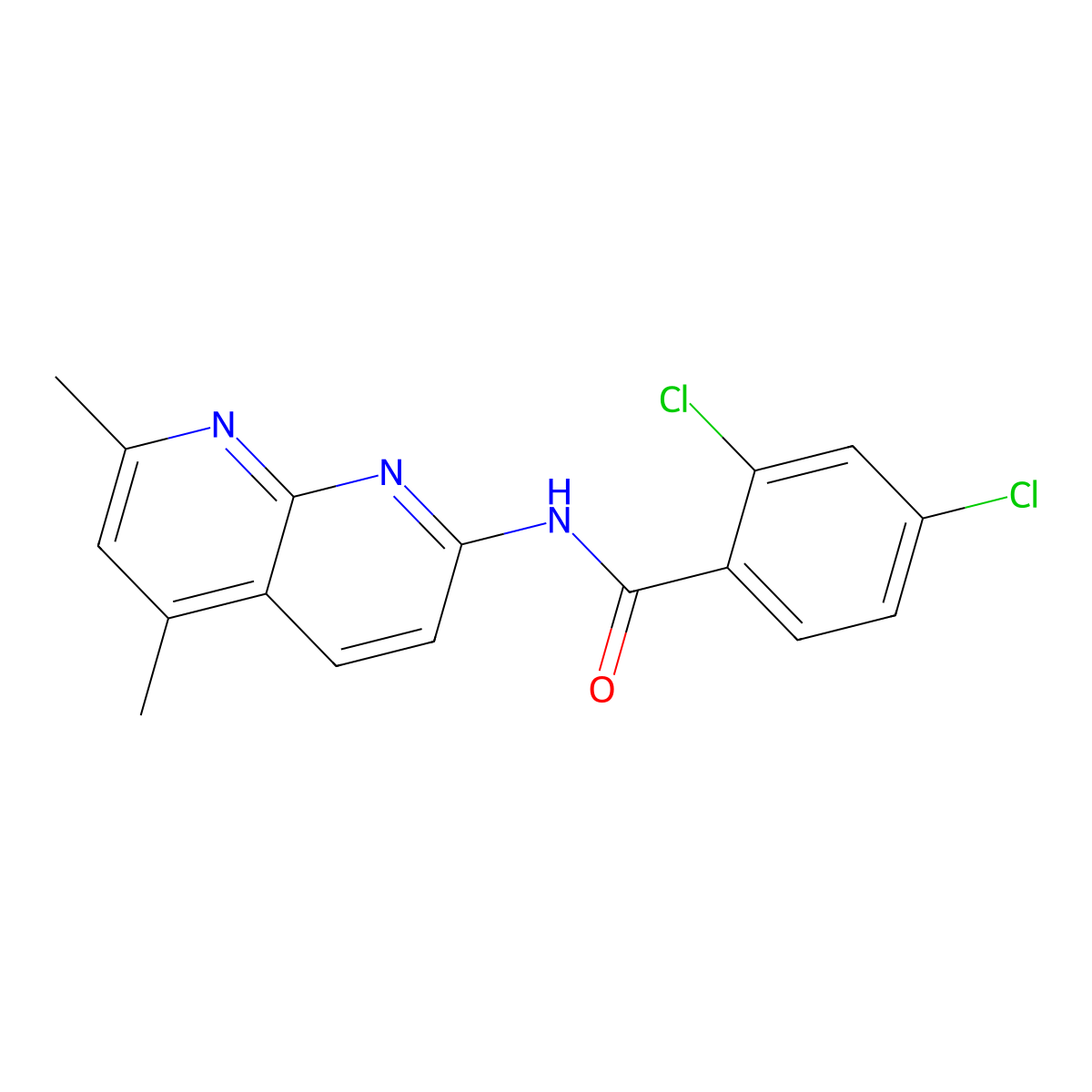 2,4-dichloro-N-(5,7-dimethyl-1,8-naphthyridin-2-yl)benzamide molecular structure, CAS 696633-95-1