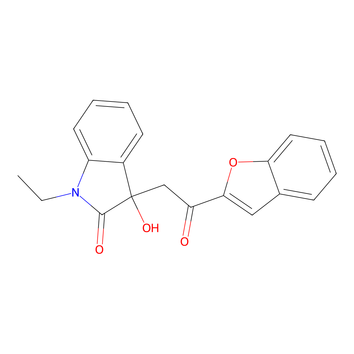 3-[2-(1-benzofuran-2-yl)-2-oxoethyl]-1-ethyl-3-hydroxy-1,3-dihydro-2H-indol-2-one molecular structure, CAS 696634-06-7