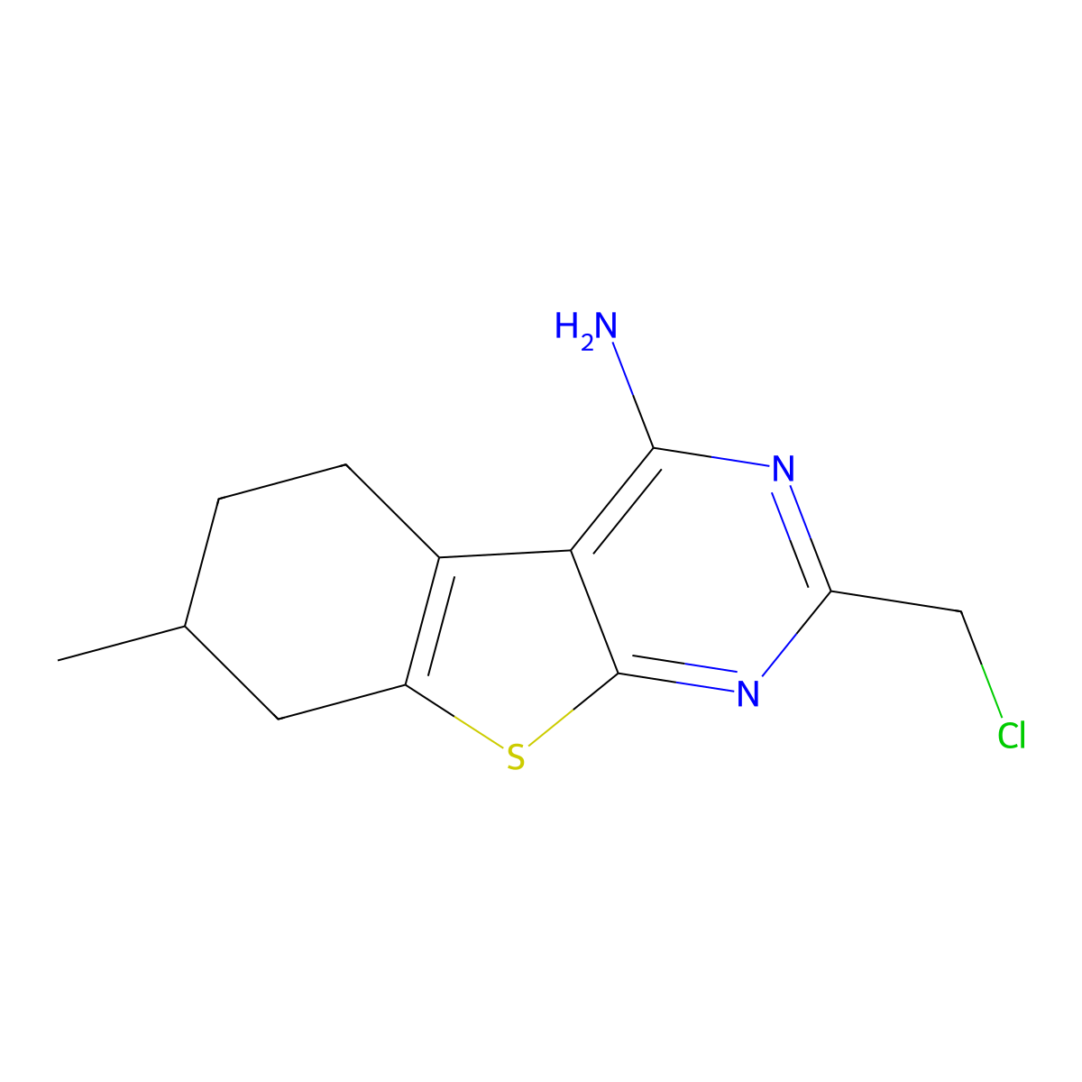 5-(Chloromethyl)-11-methyl-8-thia-4,6-diazatricyclo[7.4.0.0,2,7]trideca-1(9),2,4,6-tetraen-3-amine molecular structure, CAS 696634-57-8