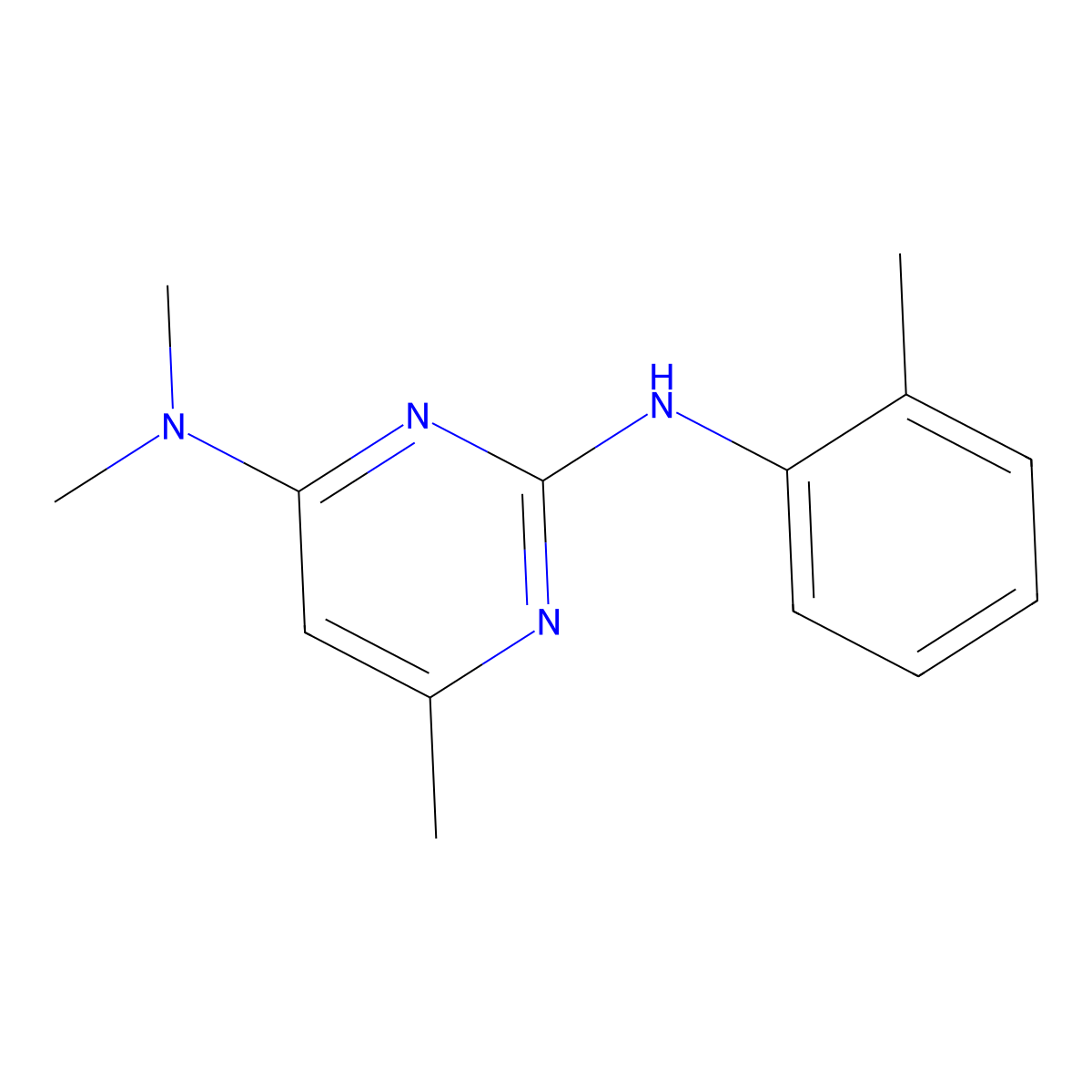 4-N,4-N,6-trimethyl-2-N-(2-methylphenyl)pyrimidine-2,4-diamine molecular structure, CAS 696634-85-2