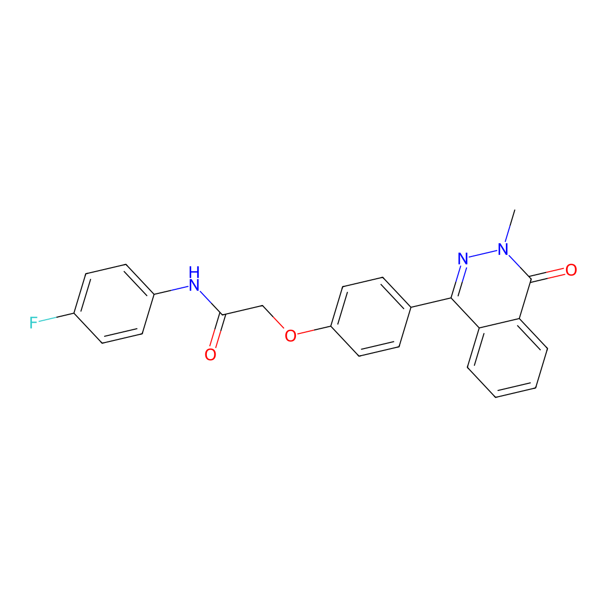 N-(4-fluorophenyl)-2-[4-(3-methyl-4-oxophthalazin-1-yl)phenoxy]acetamide molecular structure, CAS 696635-05-9
