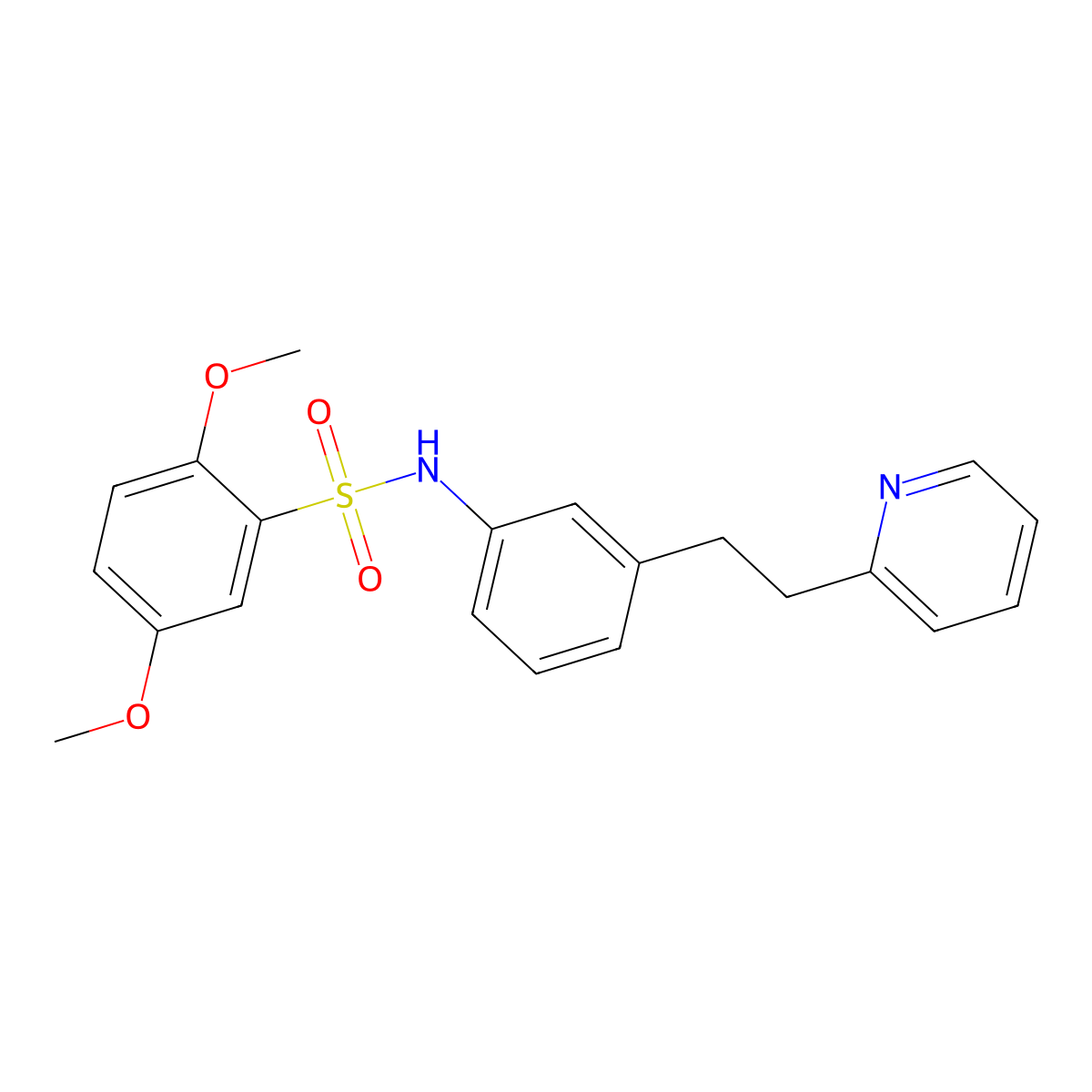 2,5-dimethoxy-N-[3-(2-pyridin-2-ylethyl)phenyl]benzenesulfonamide molecular structure, CAS 696635-16-2