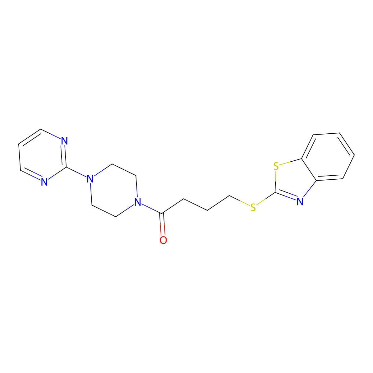 4-(1,3-Benzothiazol-2-ylsulfanyl)-1-(4-pyrimidin-2-ylpiperazin-1-yl)butan-1-one molecular structure, CAS 696635-63-9