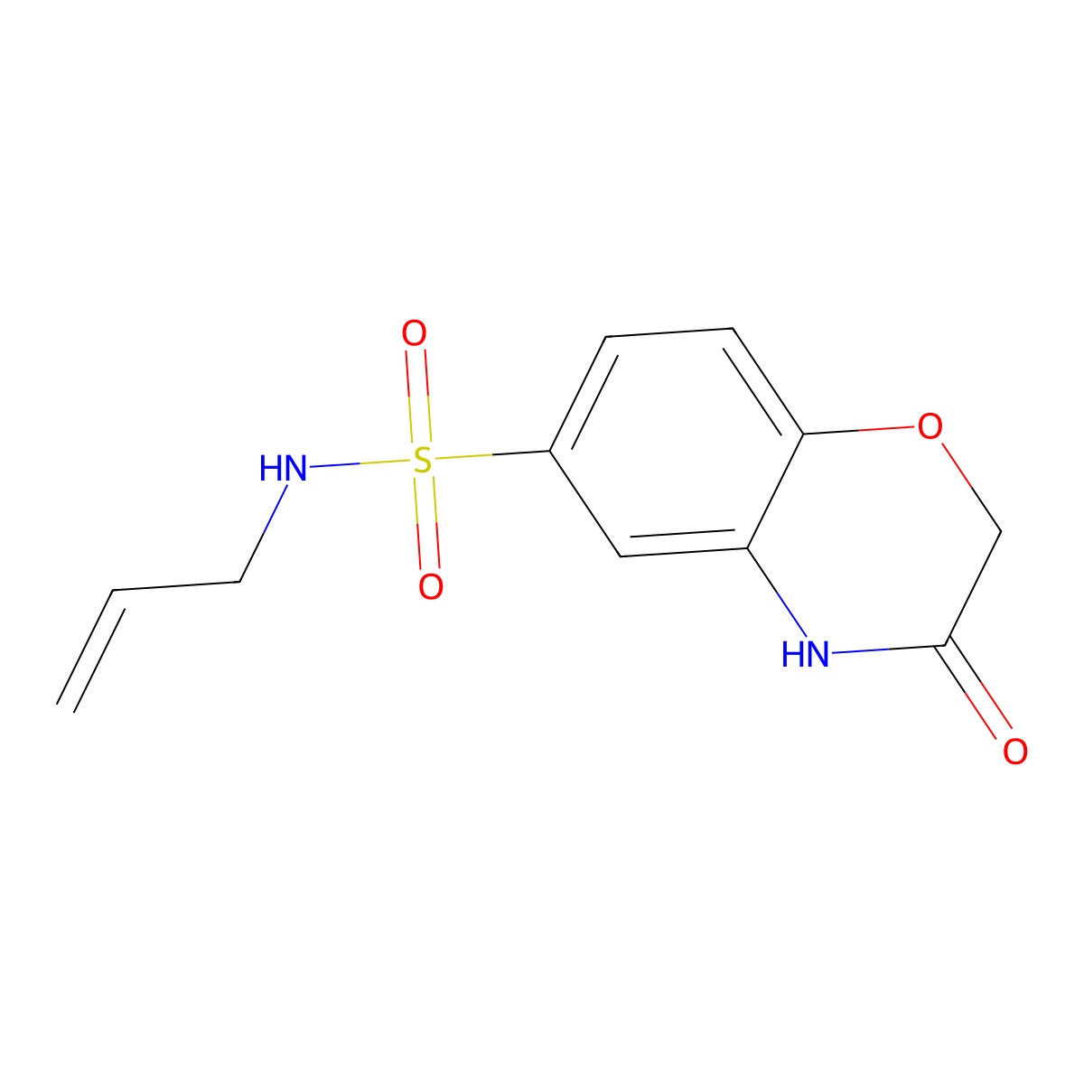 3-oxo-N-prop-2-enyl-4H-1,4-benzoxazine-6-sulfonamide molecular structure, CAS 696635-93-5