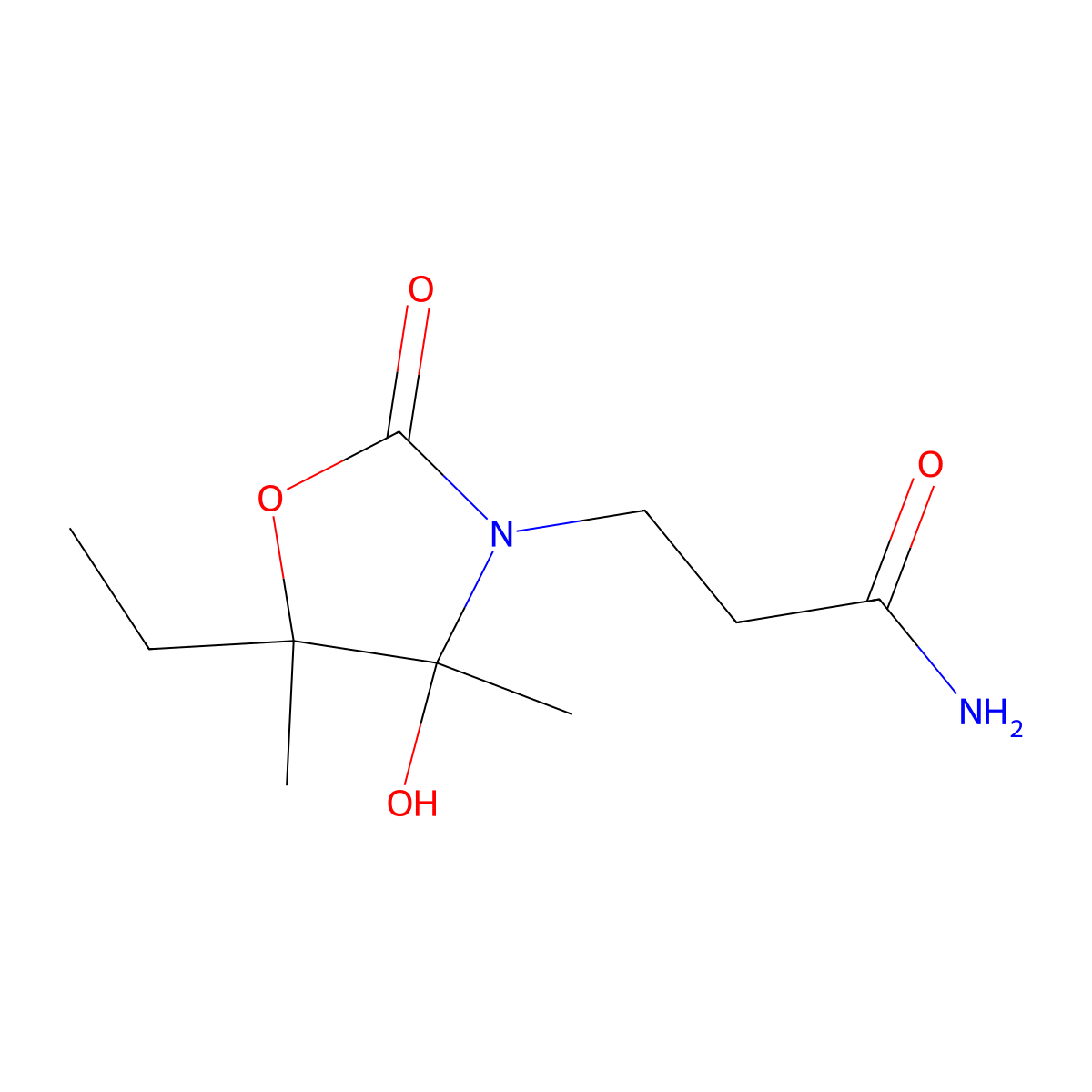 3-(5-Ethyl-4-hydroxy-4,5-dimethyl-2-oxooxazolidin-3-yl)propanamide molecular structure, CAS 696636-11-0