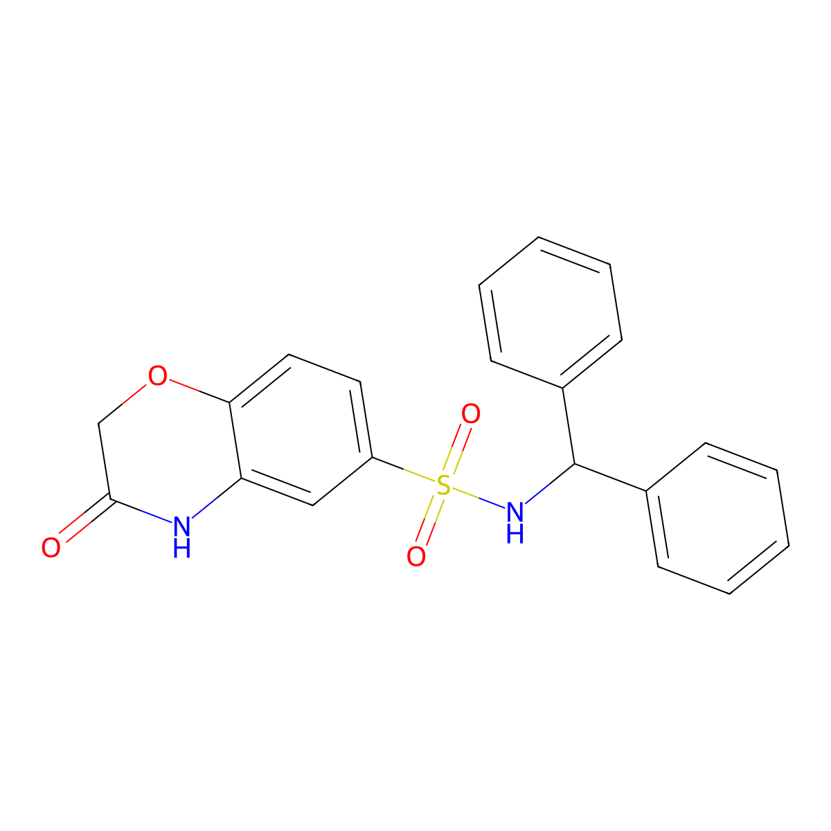 N-(diphenylmethyl)-3-oxo-3,4-dihydro-2H-1,4-benzoxazine-6-sulfonamide molecular structure, CAS 696636-18-7