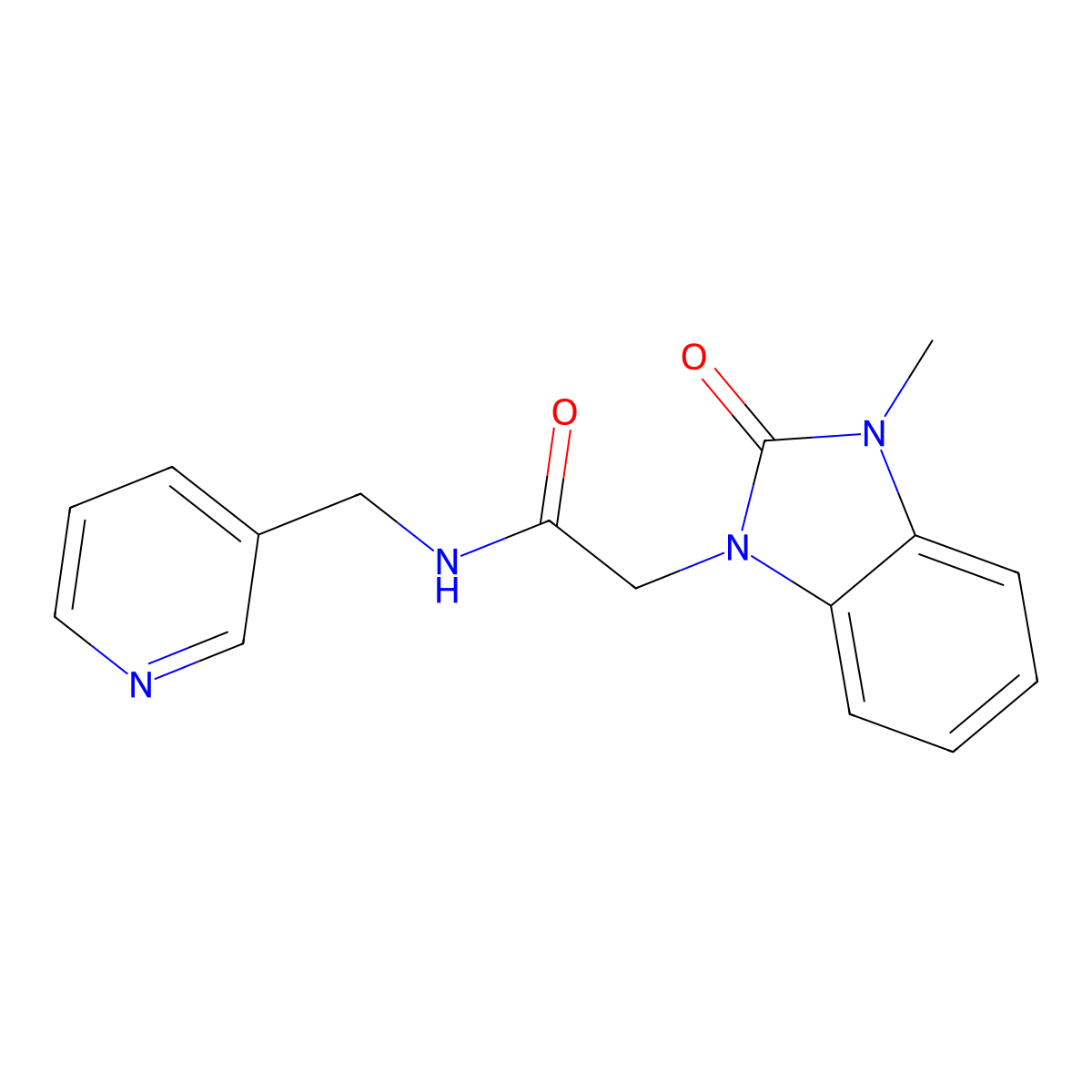 2-(3-methyl-2-oxobenzimidazol-1-yl)-N-(pyridin-3-ylmethyl)acetamide molecular structure, CAS 696636-19-8