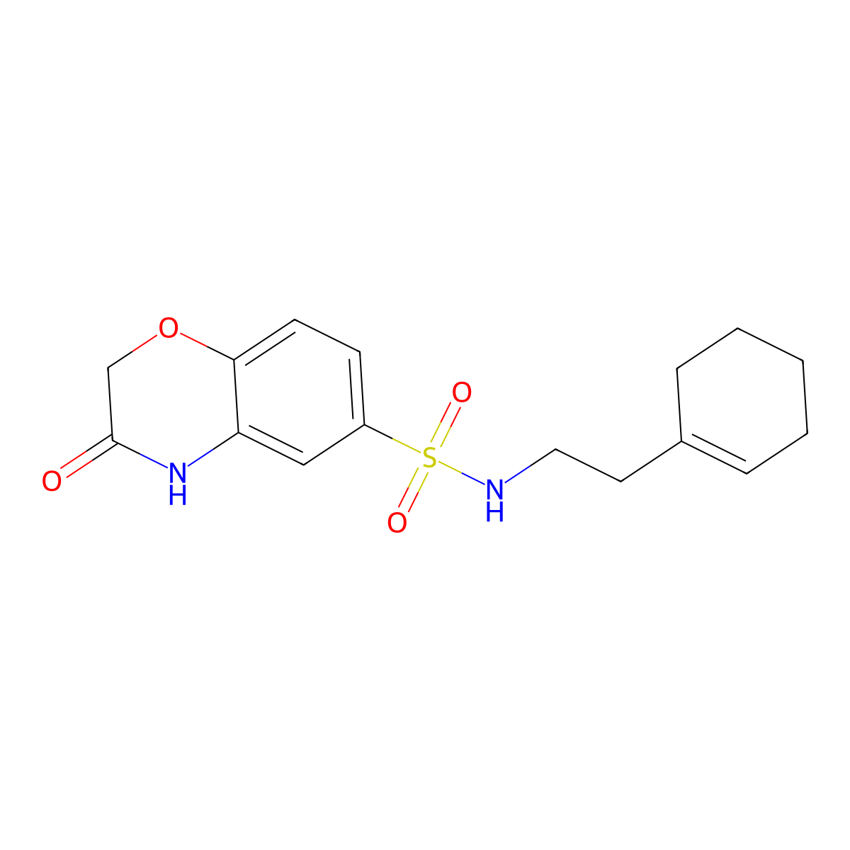 N-[2-(cyclohexen-1-yl)ethyl]-3-oxo-4H-1,4-benzoxazine-6-sulfonamide molecular structure, CAS 696636-32-5