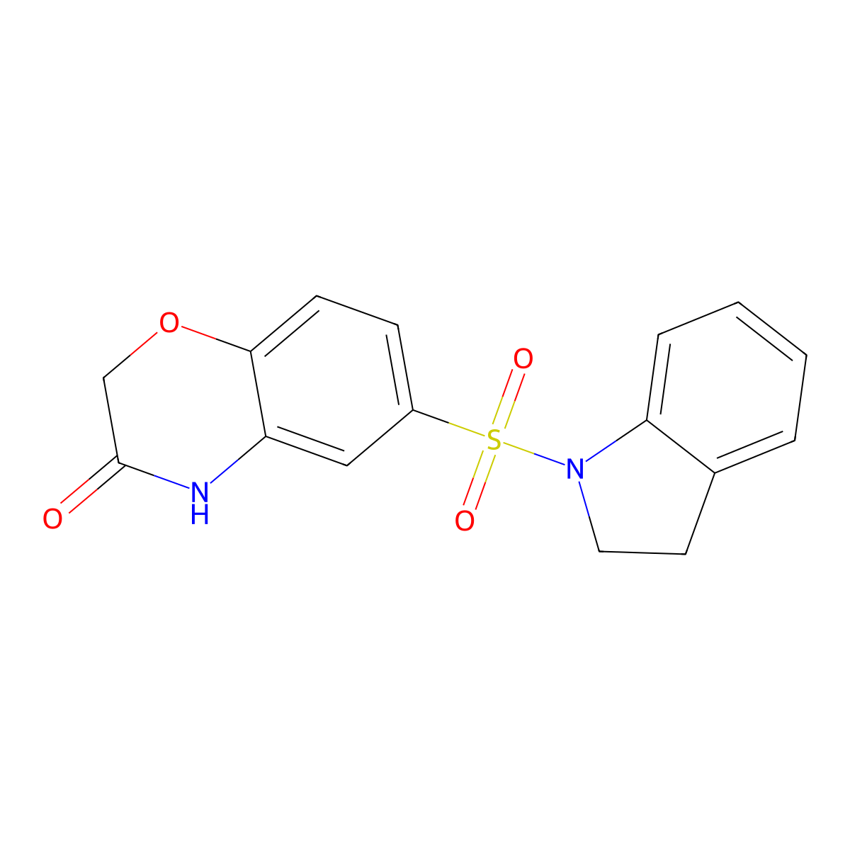 6-(indolinylsulfonyl)-2H,4H-benzo[e]1,4-oxazin-3-one molecular structure, CAS 696636-50-7