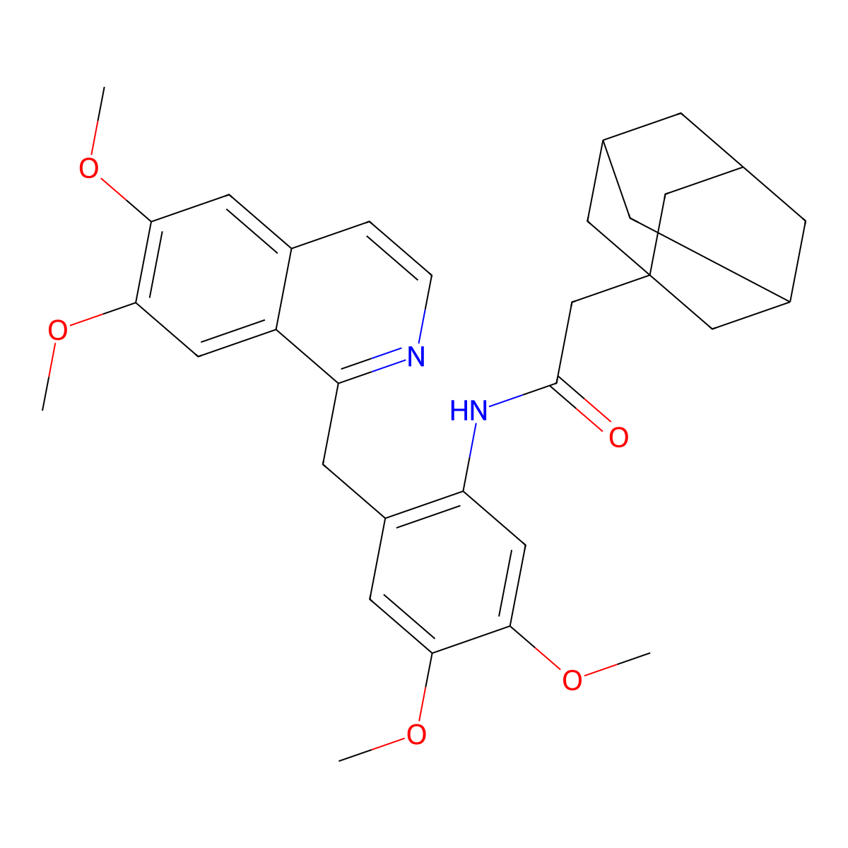 2-(1-adamantyl)-N-[2-[(6,7-dimethoxyisoquinolin-1-yl)methyl]-4,5-dimethoxyphenyl]acetamide molecular structure, CAS 696636-98-3