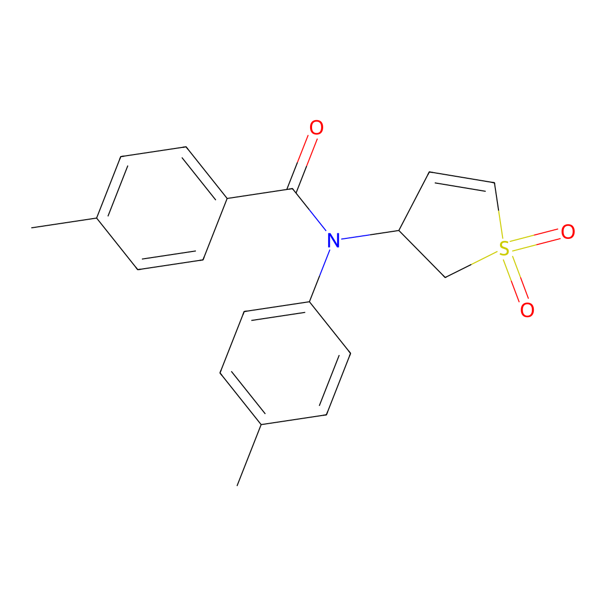 N-(1,1-dioxo-2,3-dihydrothiophen-3-yl)-4-methyl-N-(4-methylphenyl)benzamide molecular structure, CAS 696637-66-8