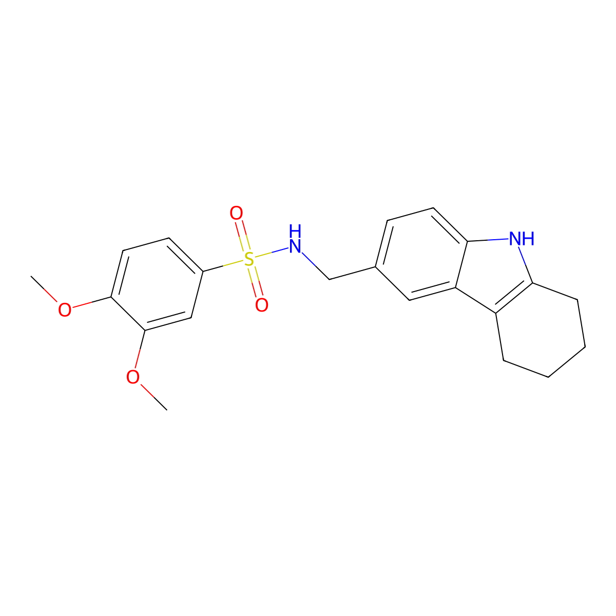 3,4-dimethoxy-N-(2,3,4,9-tetrahydro-1H-carbazol-6-ylmethyl)benzenesulfonamide molecular structure, CAS 696637-76-0