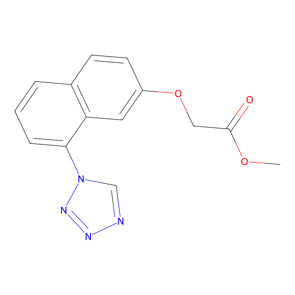 Acetic acid, 2-[[8-(1H-1,2,3,4-tetrazol-1-yl)-2-naphthalenyl]oxy]-, methyl ester molecular structure, CAS 696637-89-5