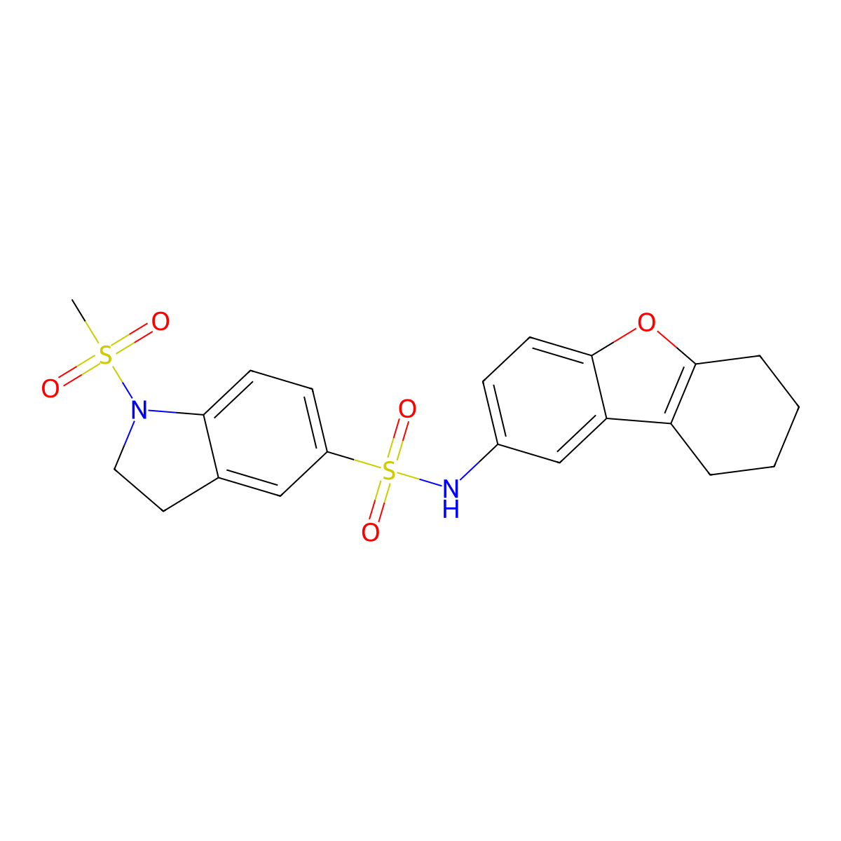 1-methylsulfonyl-N-(6,7,8,9-tetrahydrodibenzofuran-2-yl)-2,3-dihydroindole-5-sulfonamide molecular structure, CAS 696638-08-1