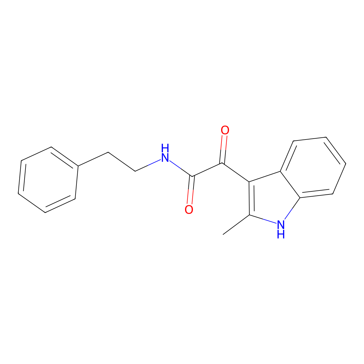 2-(2-methyl-1H-indol-3-yl)-2-oxo-N-(2-phenylethyl)acetamide molecular structure, CAS 696638-26-3