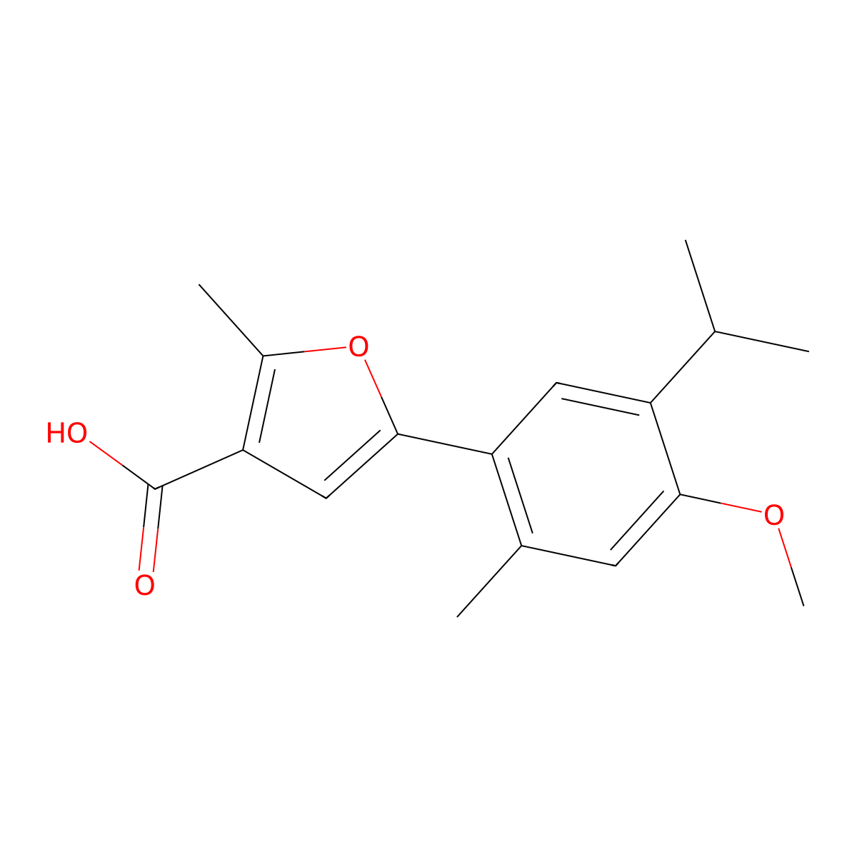 5-(5-Isopropyl-4-methoxy-2-methylphenyl)-2-methyl-3-furoic acid molecular structure, CAS 696638-31-0