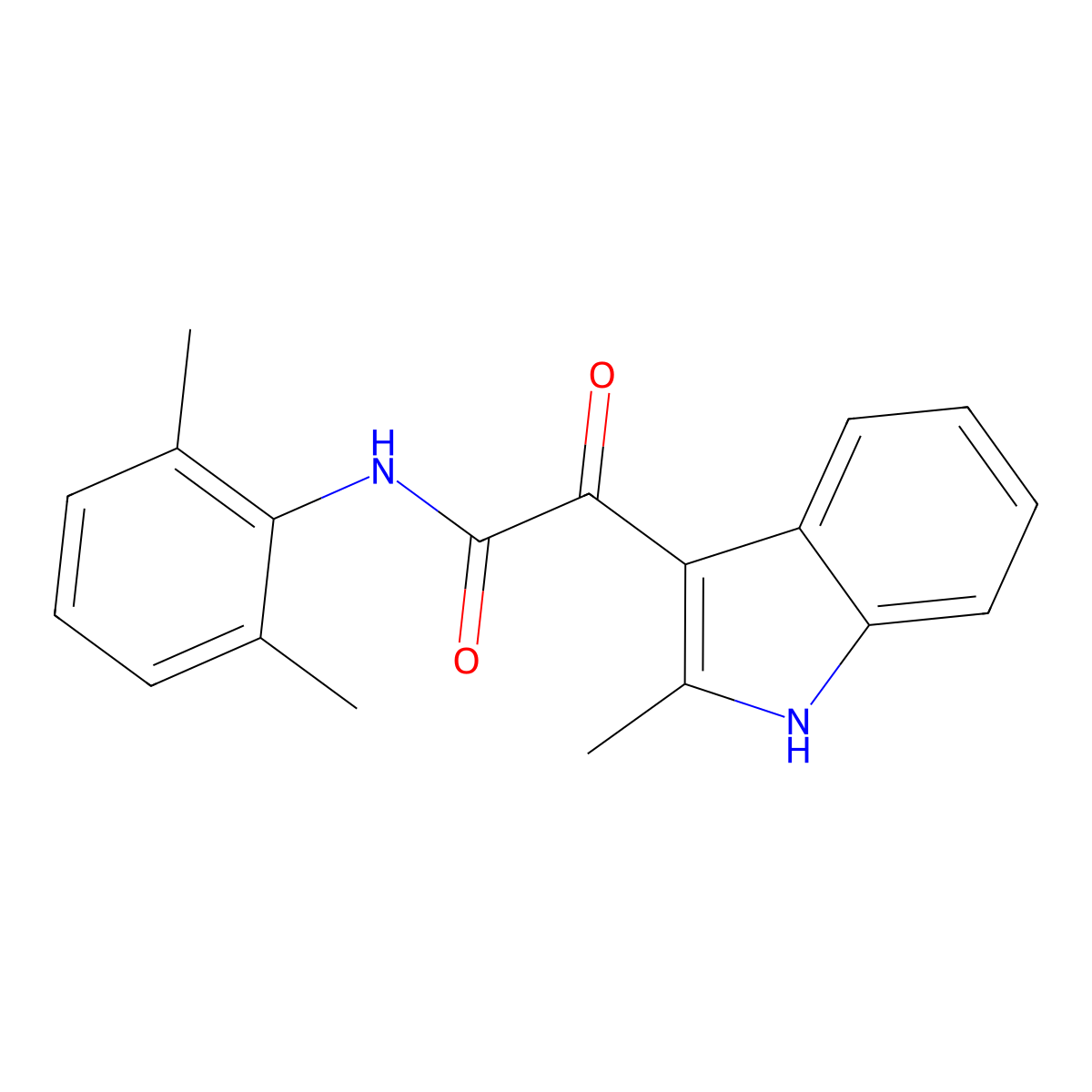 N-(2,6-dimethylphenyl)-2-(2-methyl-1H-indol-3-yl)-2-oxoacetamide molecular structure, CAS 696638-35-4