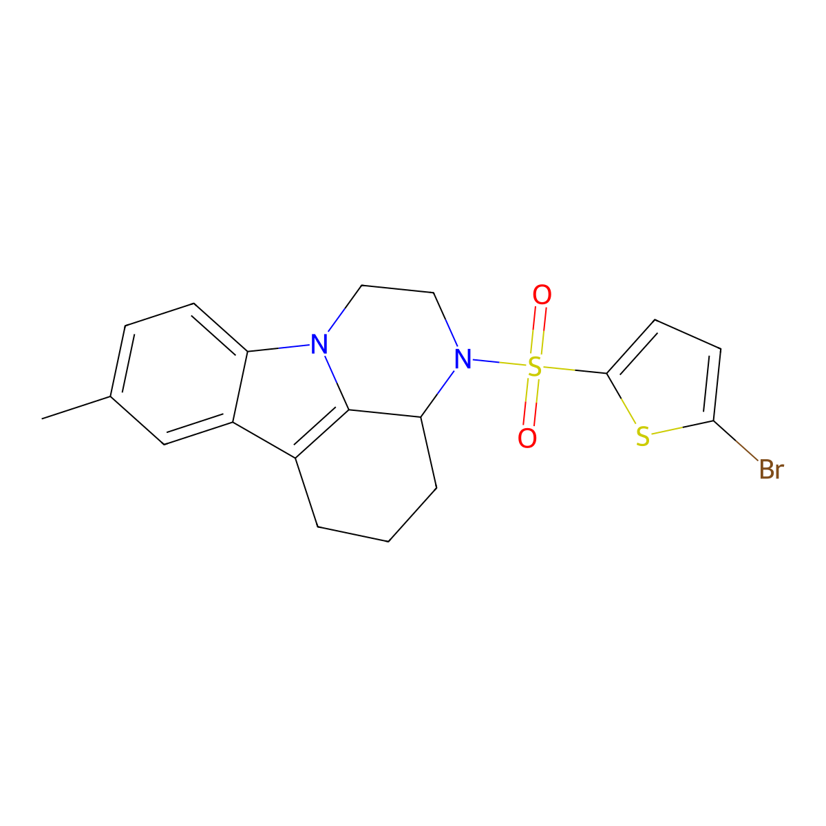 3-((5-bromothiophen-2-yl)sulfonyl)-8-methyl-2,3,3a,4,5,6-hexahydro-1H-pyrazino[3,2,1-jk]carbazole molecular structure, CAS 696638-63-8