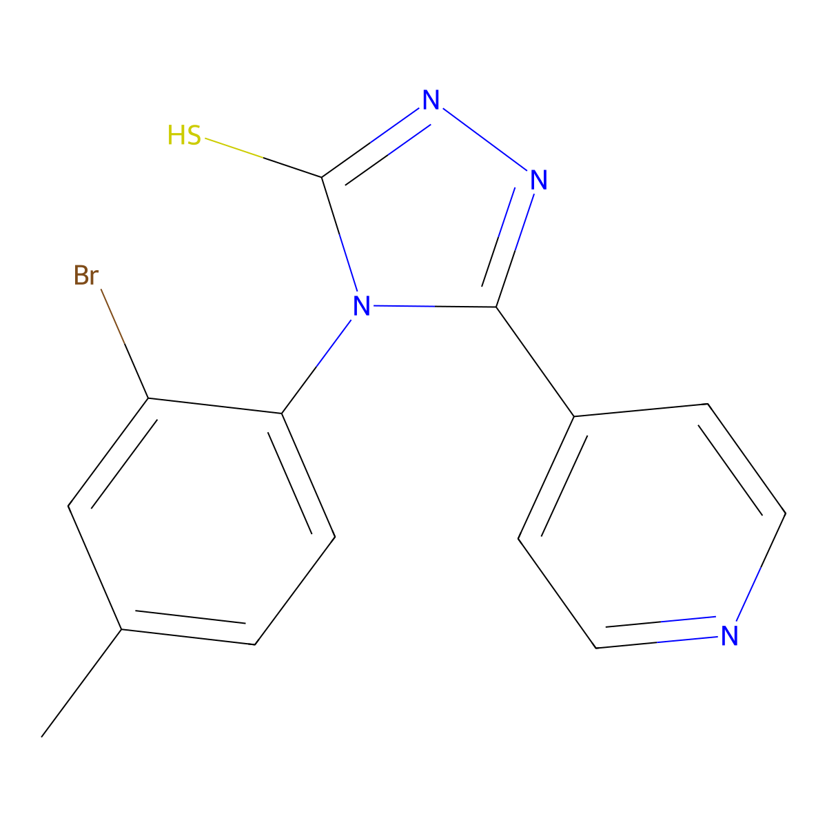 4-(2-bromo-4-methylphenyl)-3-pyridin-4-yl-1H-1,2,4-triazole-5-thione molecular structure, CAS 696639-12-0