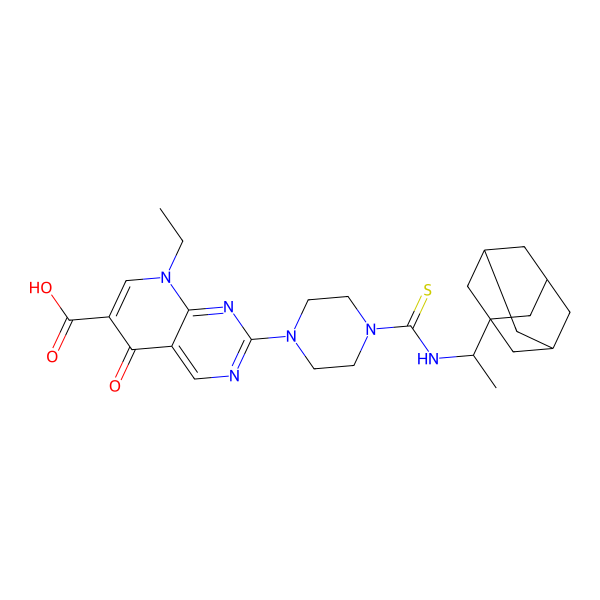 2-[4-({[1-(1-Adamantyl)ethyl]amino}carbothioyl)piperazino]-8-ethyl-5-oxo-5,8-dihydropyrido[2,3-D]pyrimidine-6-carboxylic acid molecular structure, CAS 696639-62-0