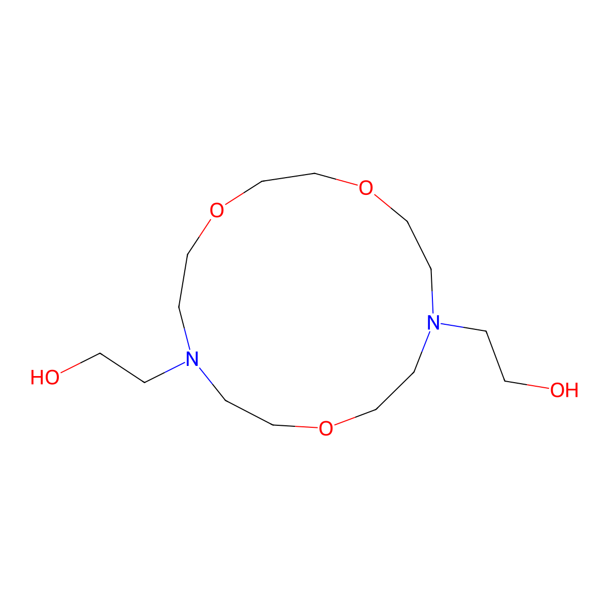 2,2'-(1,4,10-Trioxa-7,13-diazacyclopentadecane-7,13-diyl)diethanol molecular structure, CAS 69664-53-5